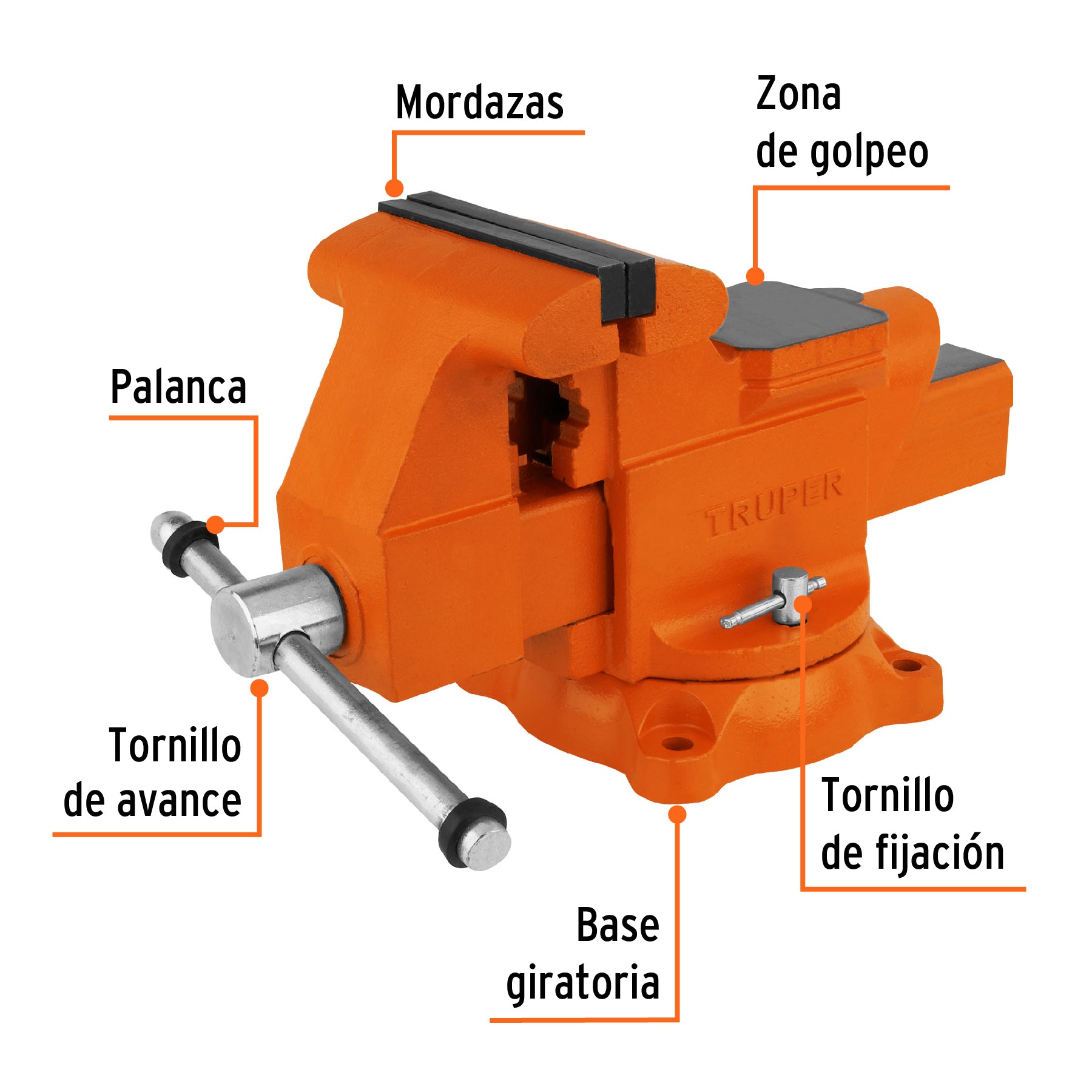 Tornillo de banco 6" uso industrial de hierro nodular