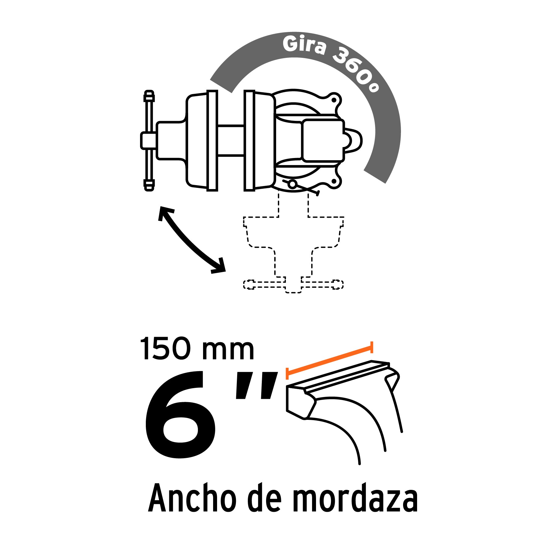Tornillo de banco 6" uso industrial de hierro nodular
