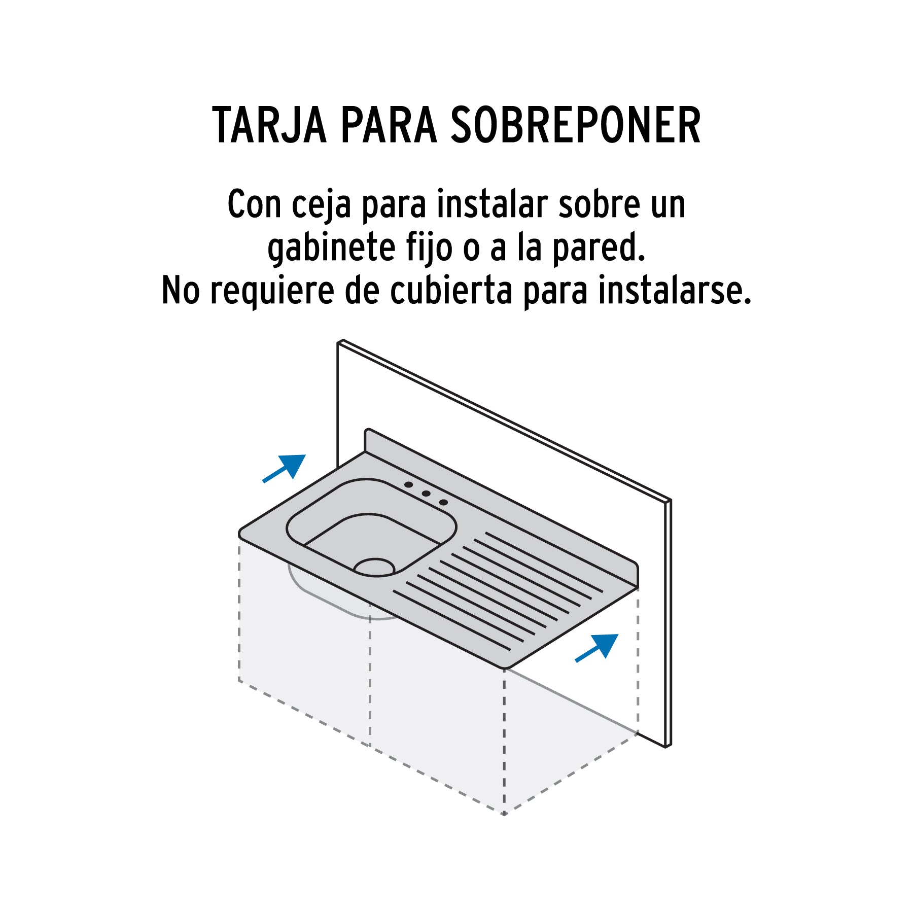 Tarja de sobreponer 80x50cm tina izquierda, FOSET BASIC