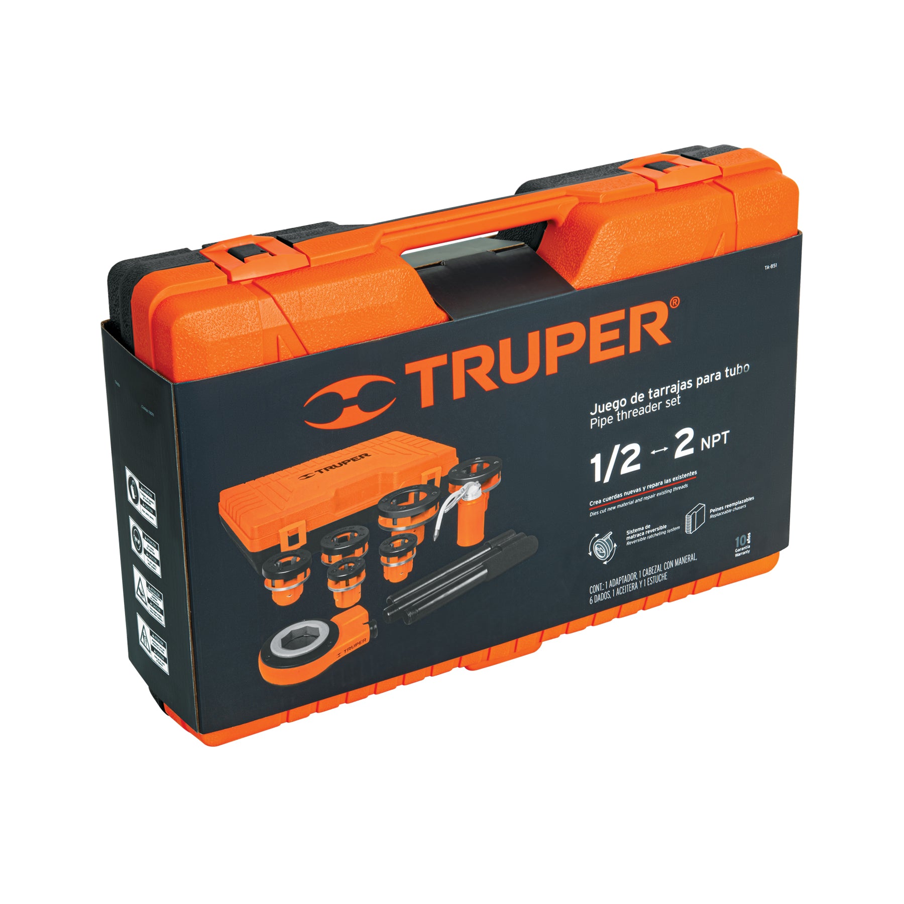 Juego de 9 tarrajas para tubo de 1/2" a 2", TRUPER