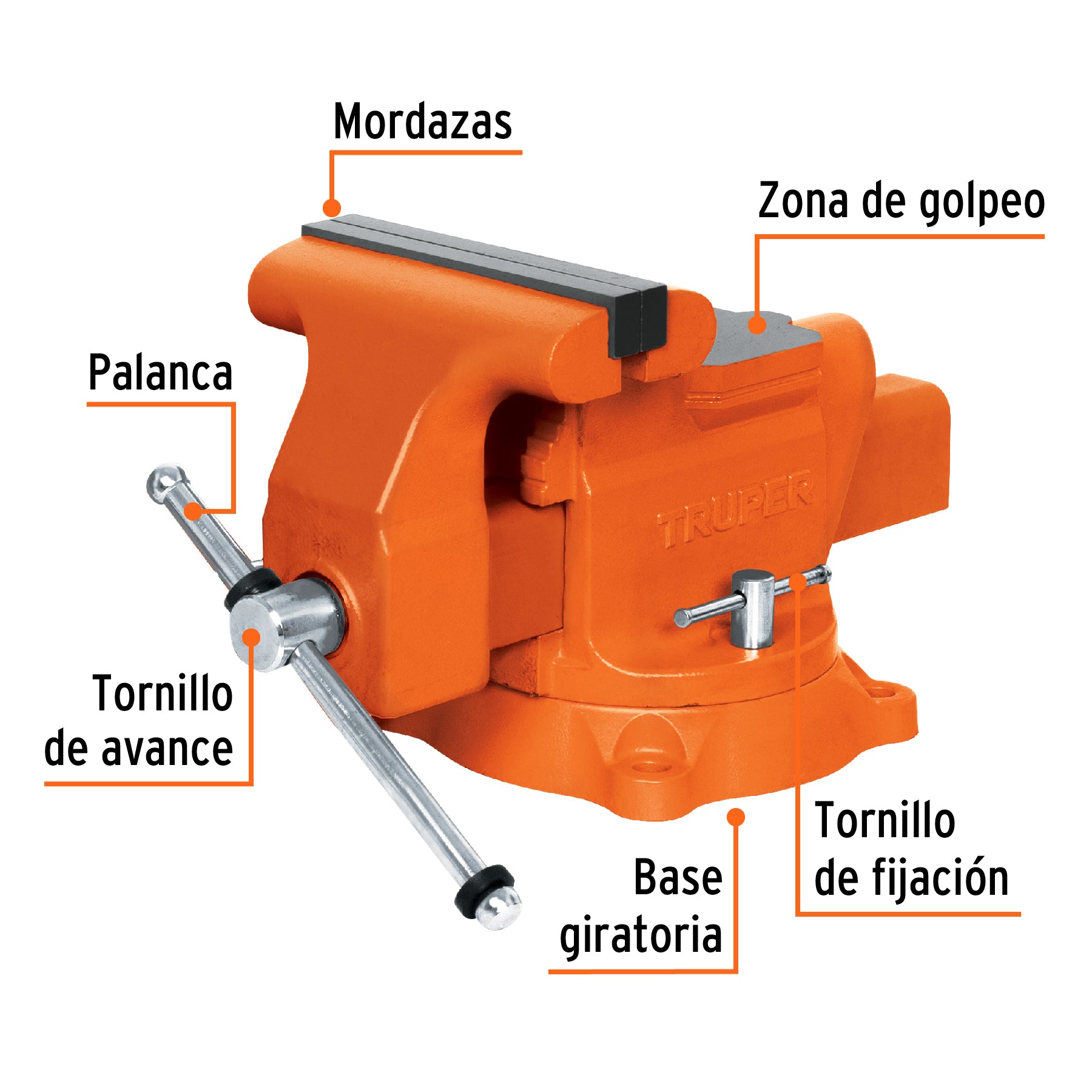 Tornillo de banco 8" uso industrial de hierro nodular