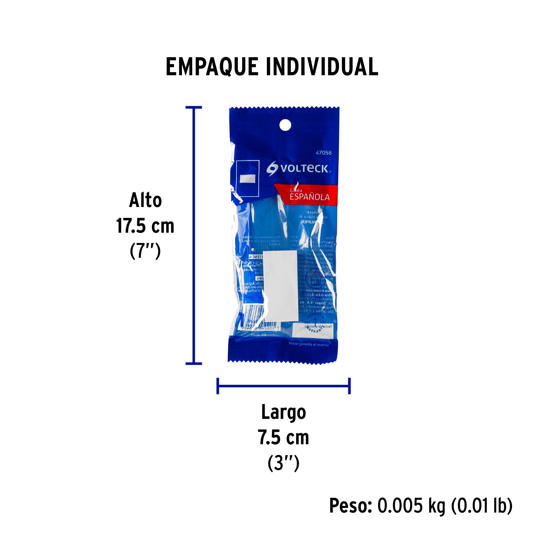 Tapón ciego, 1 módulo, línea Española, color blanco, VOLTECK - Empaque