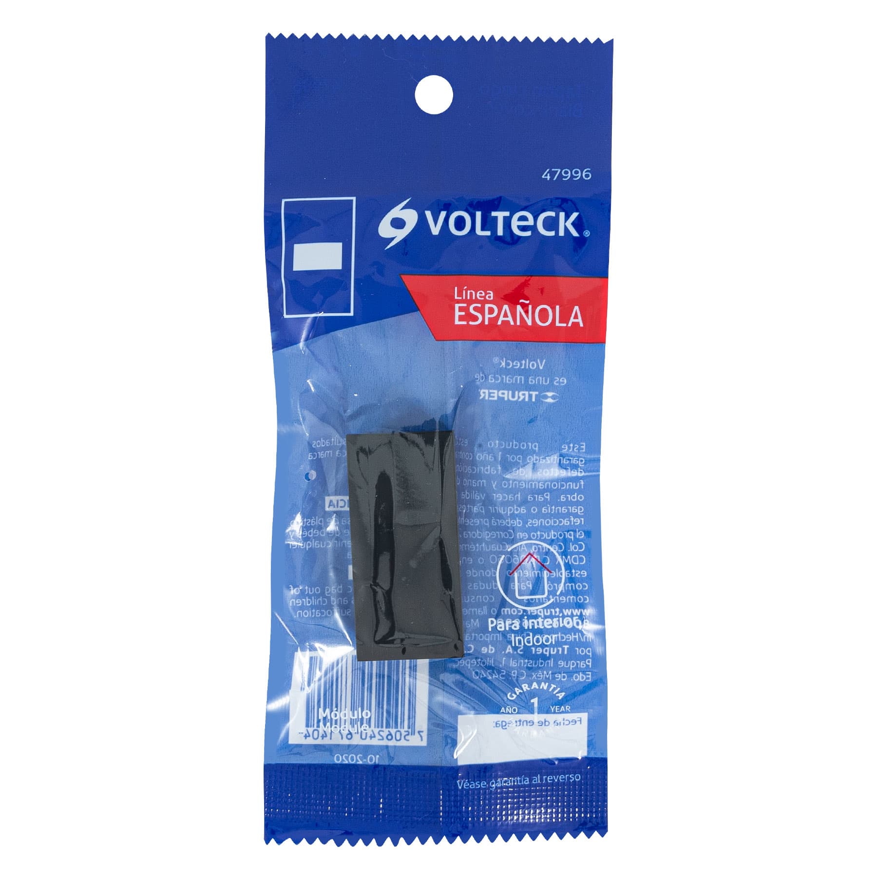 Tapón ciego, 1 módulo, línea Española, color negro, VOLTECK