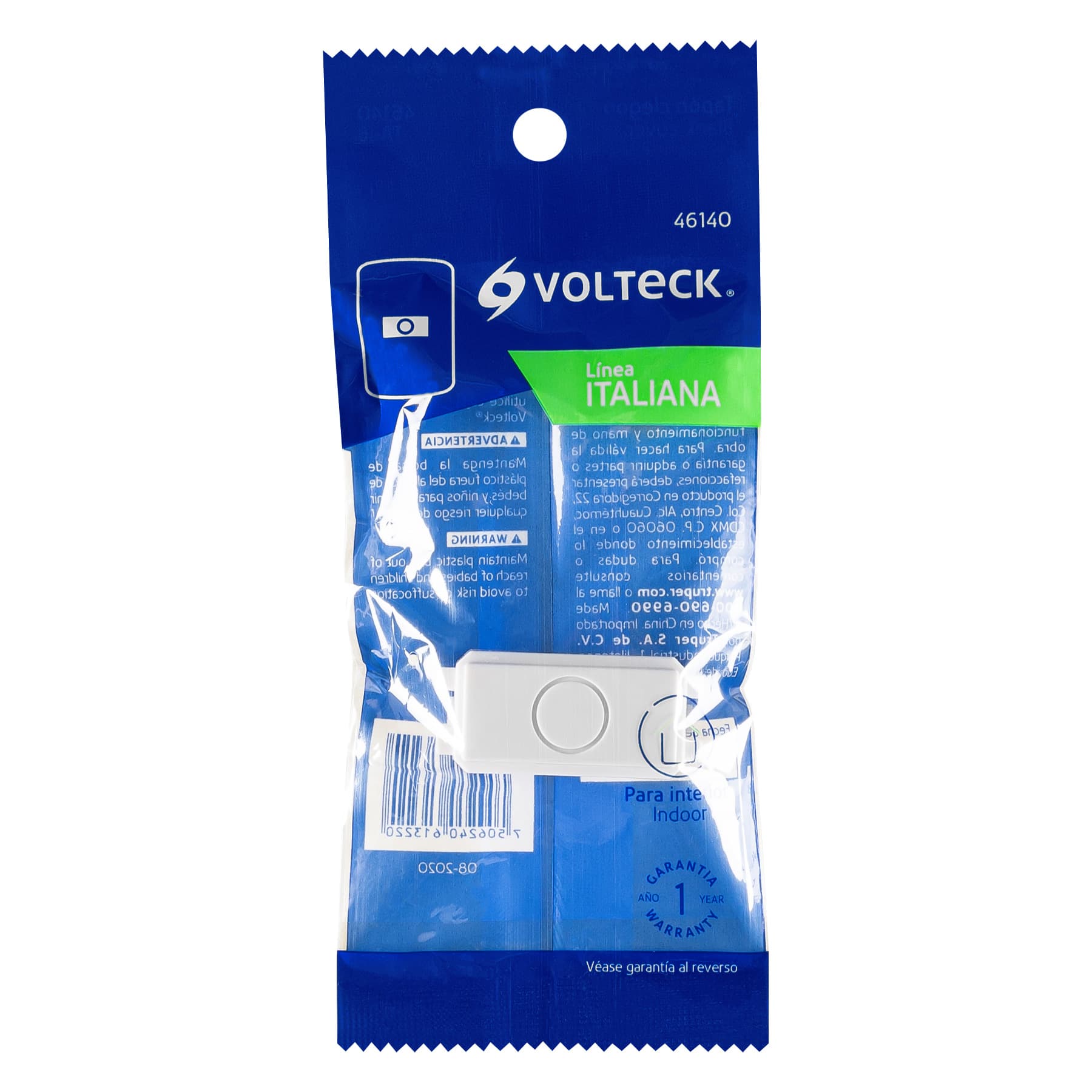 Módulo (tapón) ciego, línea Italiana, color blanco, VOLTECK