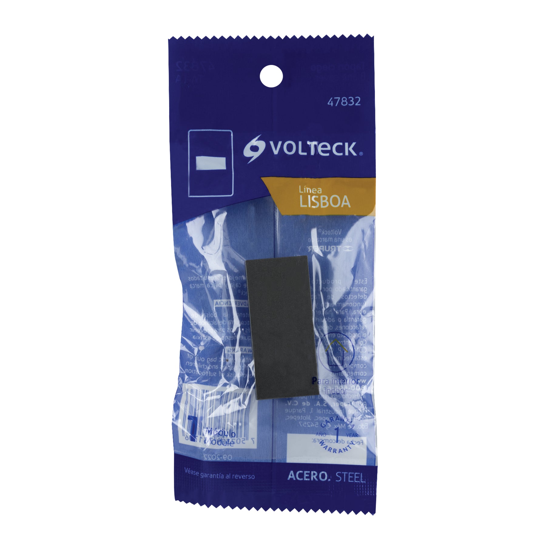Tapón ciego acero inox de 1 módulo, línea Lisboa, VOLTECK
