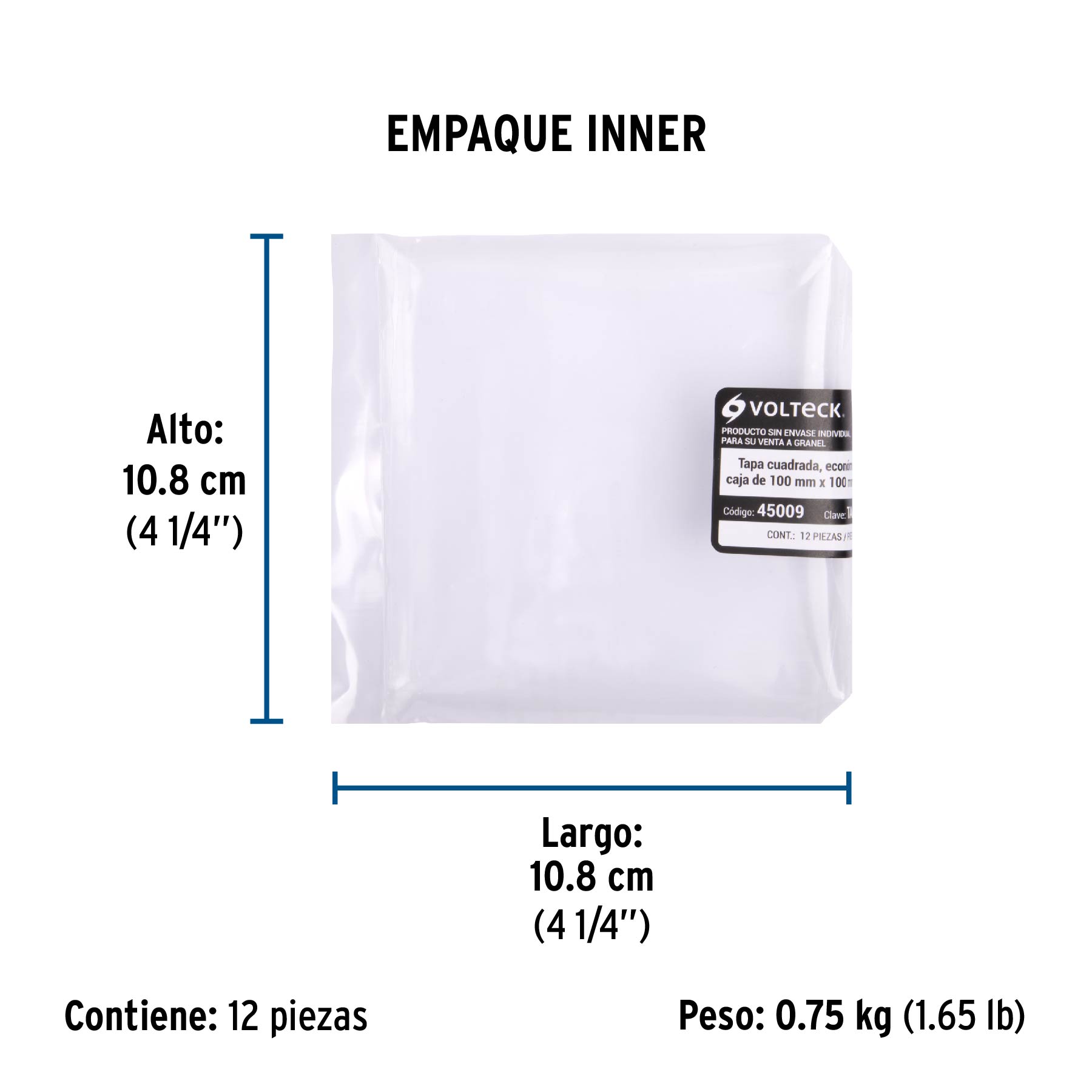 Tapa de 4" x 4" para caja cuadrada económica, VOLTECK - Empaque