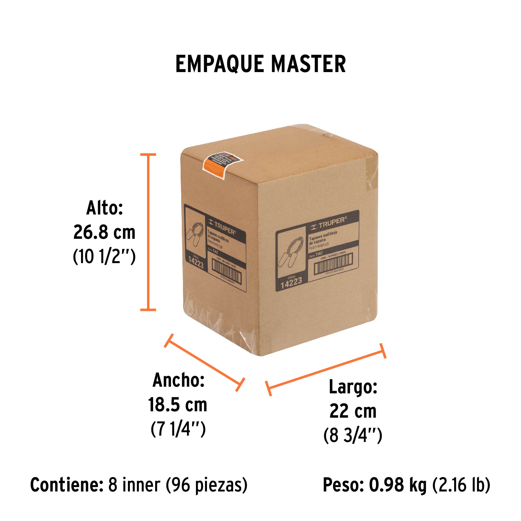 Tapón auditivo desechable con cordón, bolsa individual - Empaque
