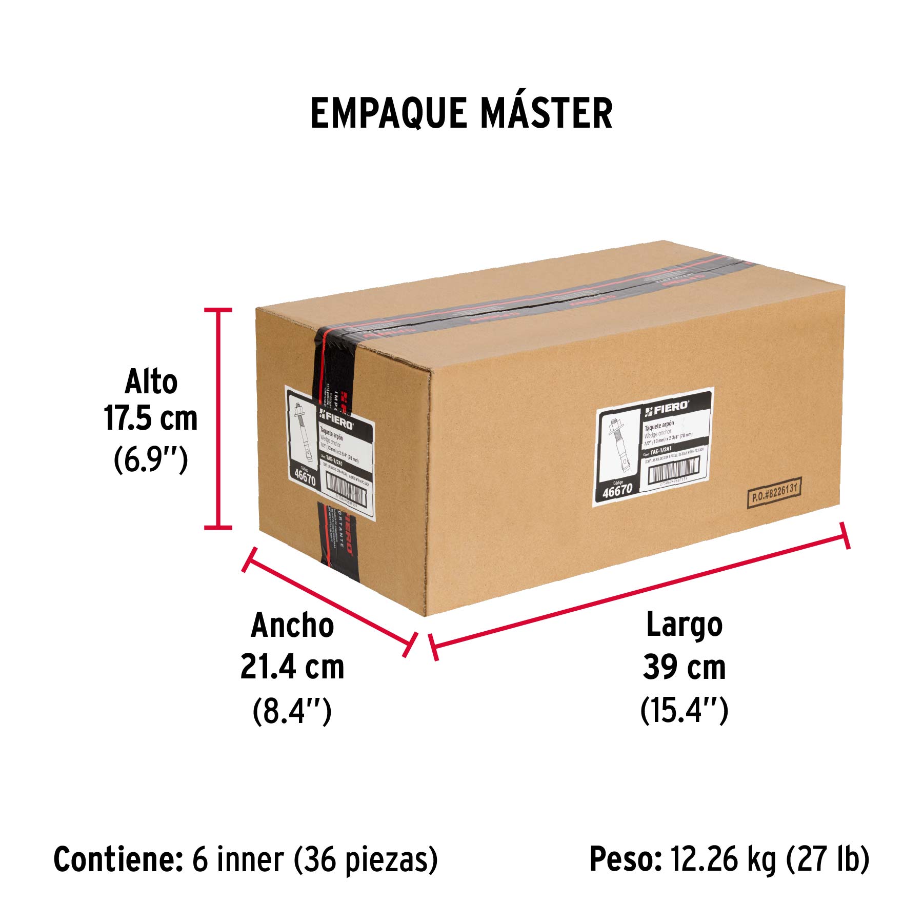 Bolsa con 4 taquetes arpón 1/2" x 2-3/4", FIERO - Empaque