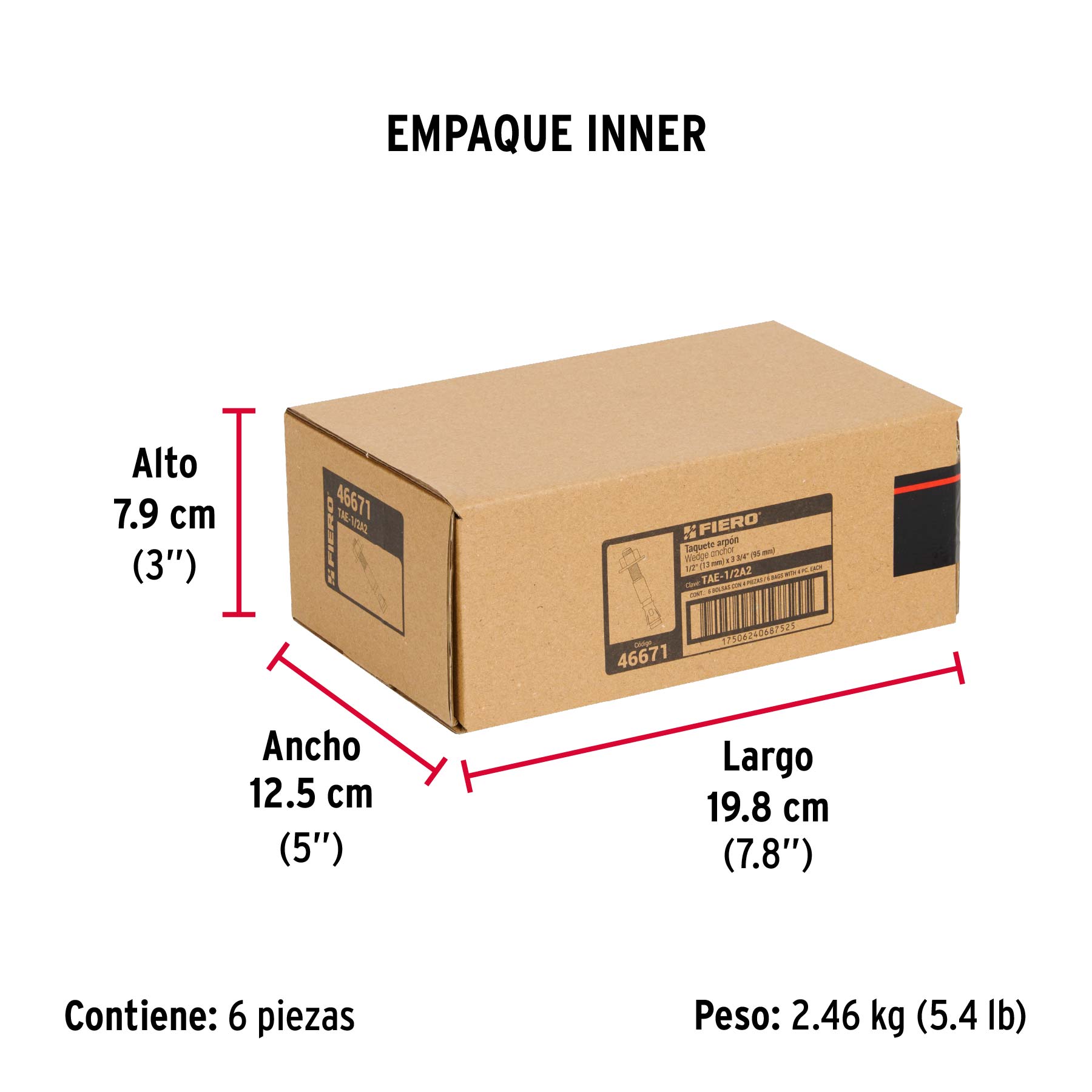 Bolsa con 4 taquetes arpón 1/2" x 3-3/4", FIERO - Empaque