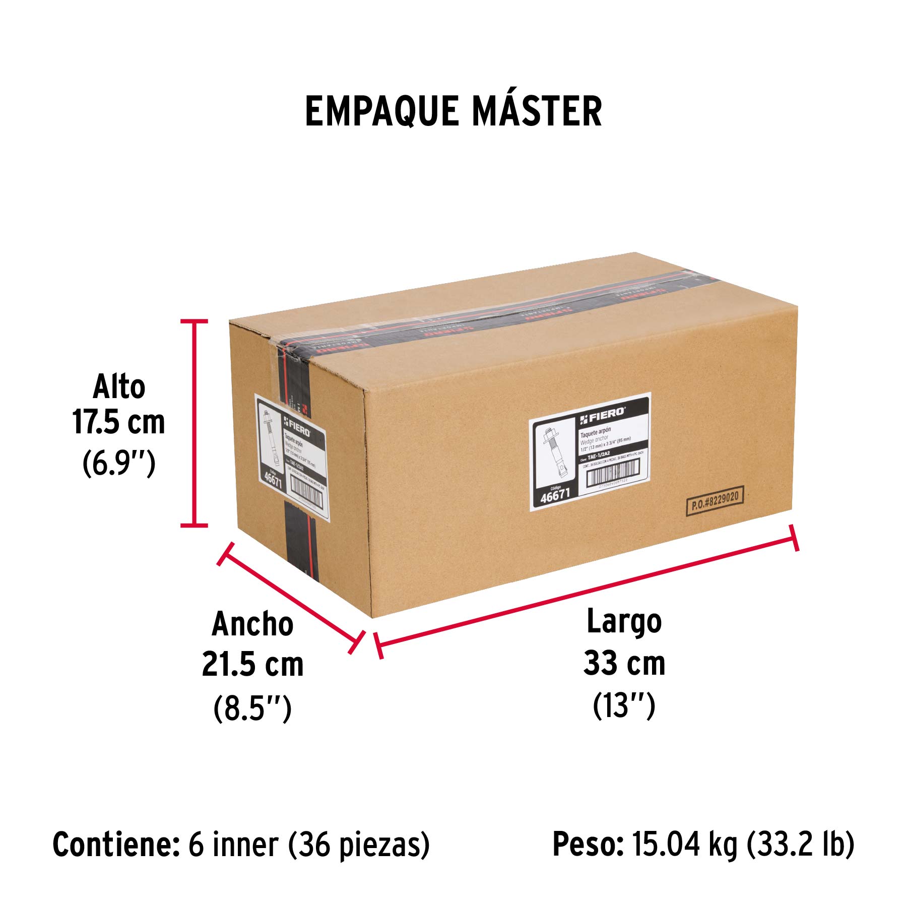 Bolsa con 4 taquetes arpón 1/2" x 3-3/4", FIERO - Empaque
