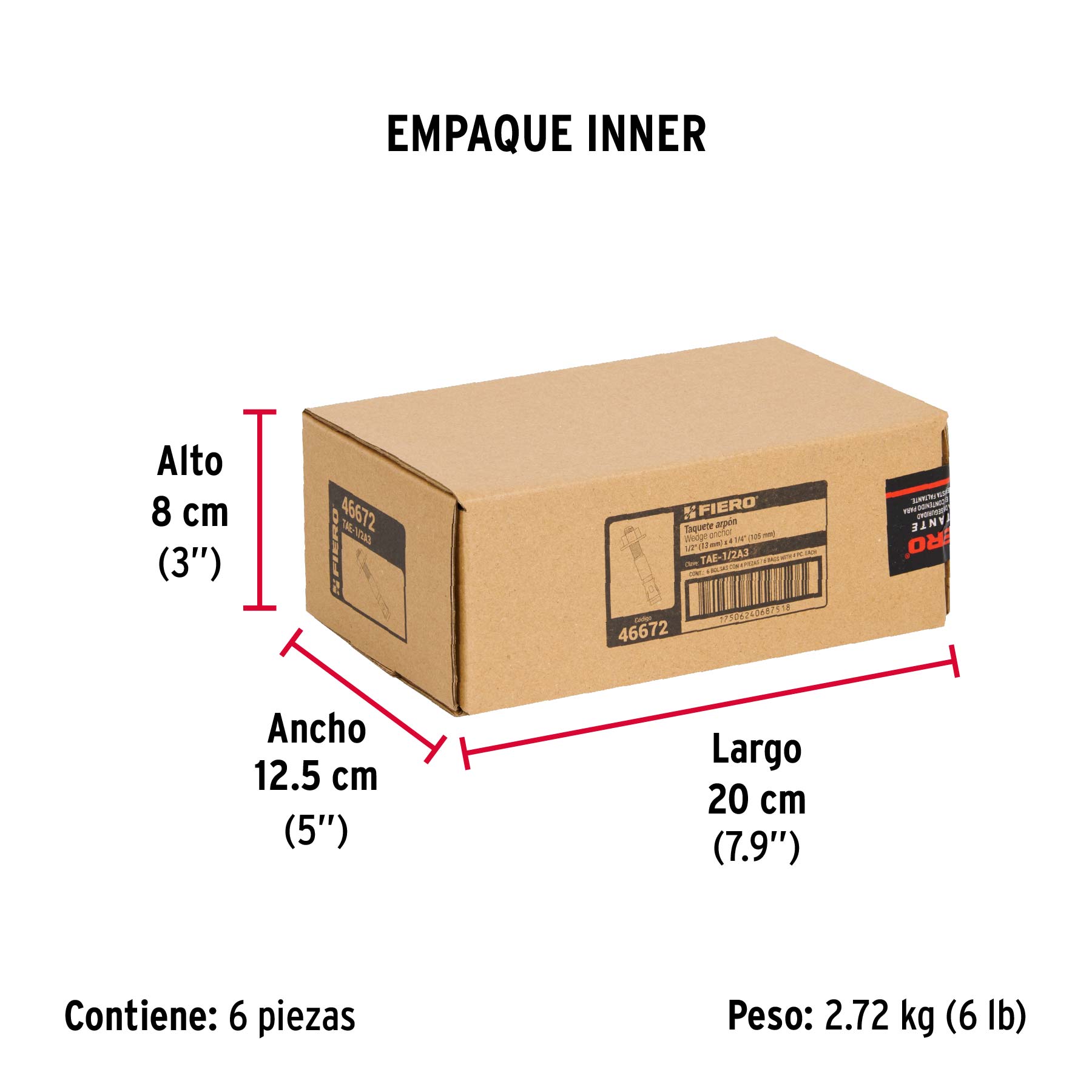 Bolsa con 4 taquetes arpón 1/2" x 4-1/4", FIERO - Empaque