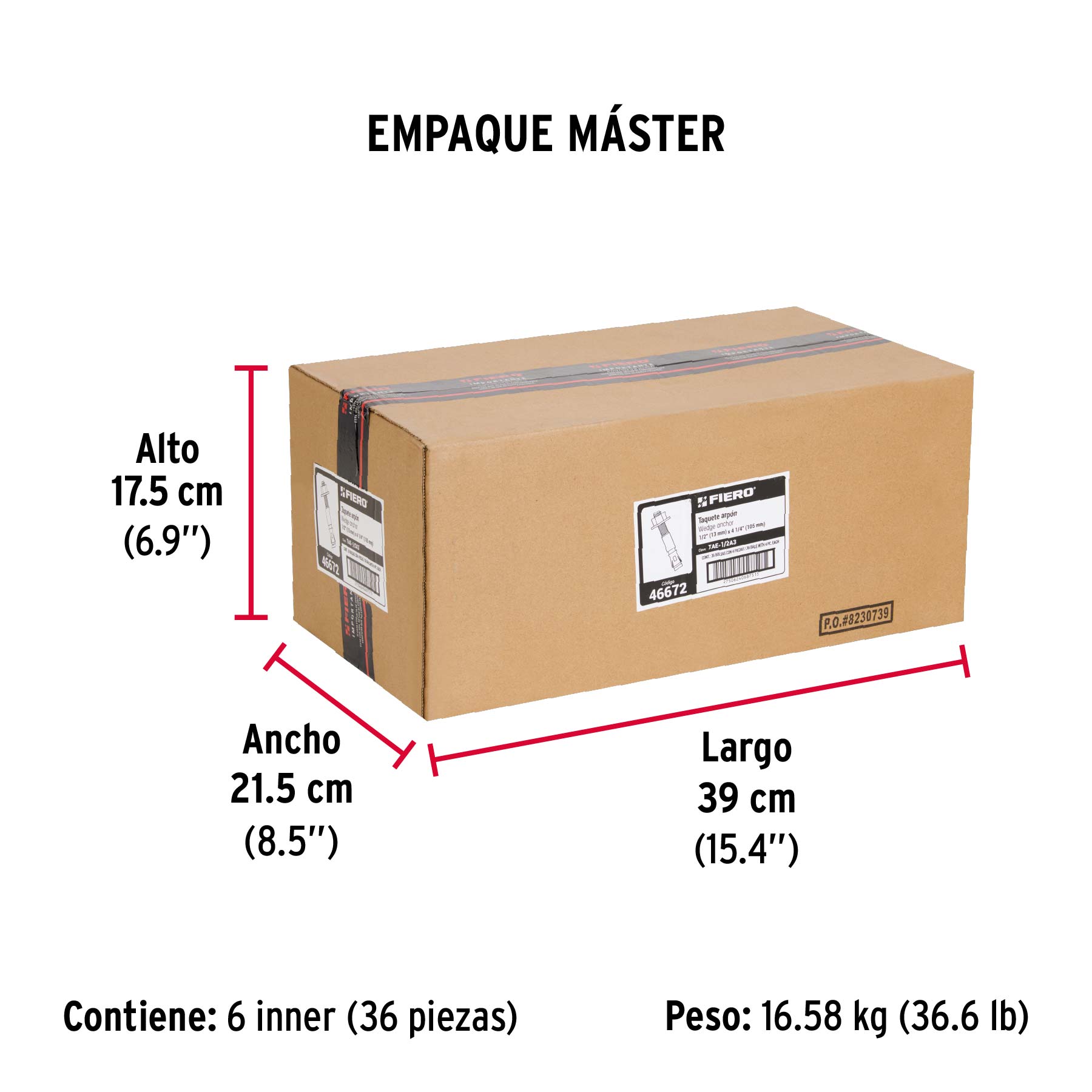 Bolsa con 4 taquetes arpón 1/2" x 4-1/4", FIERO - Empaque