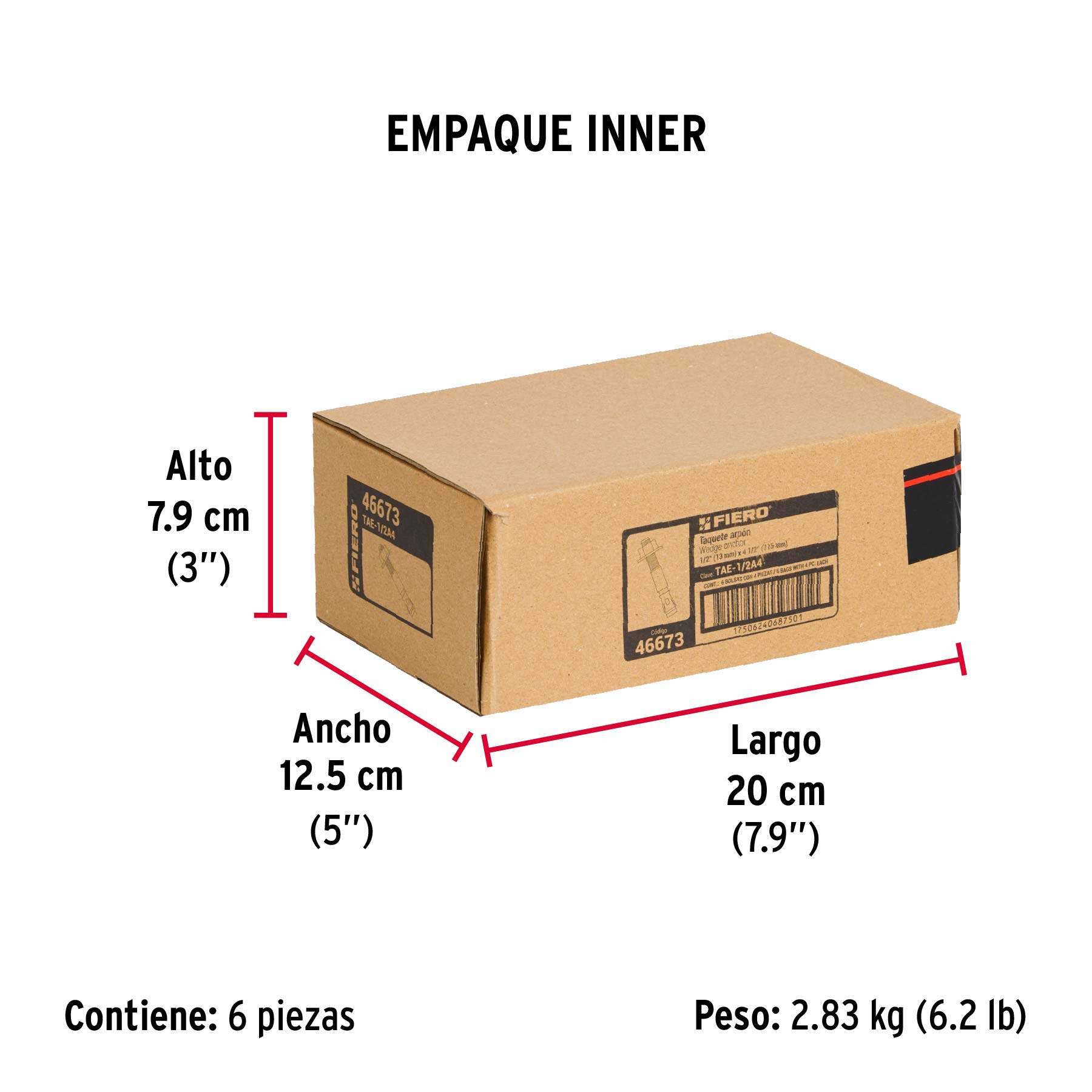 Bolsa con 4 taquetes arpón 1/2" x 4-1/2", FIERO - Empaque