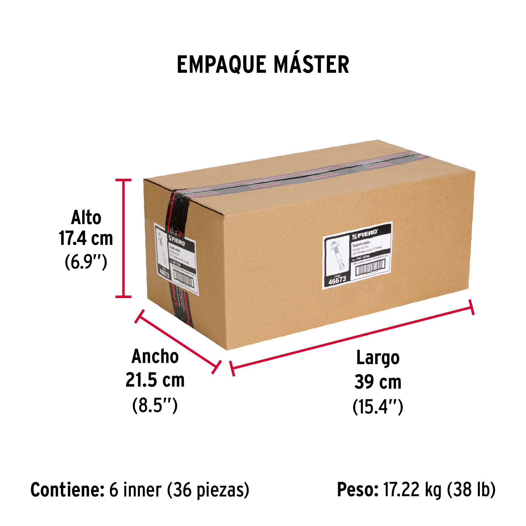 Bolsa con 4 taquetes arpón 1/2" x 4-1/2", FIERO - Empaque