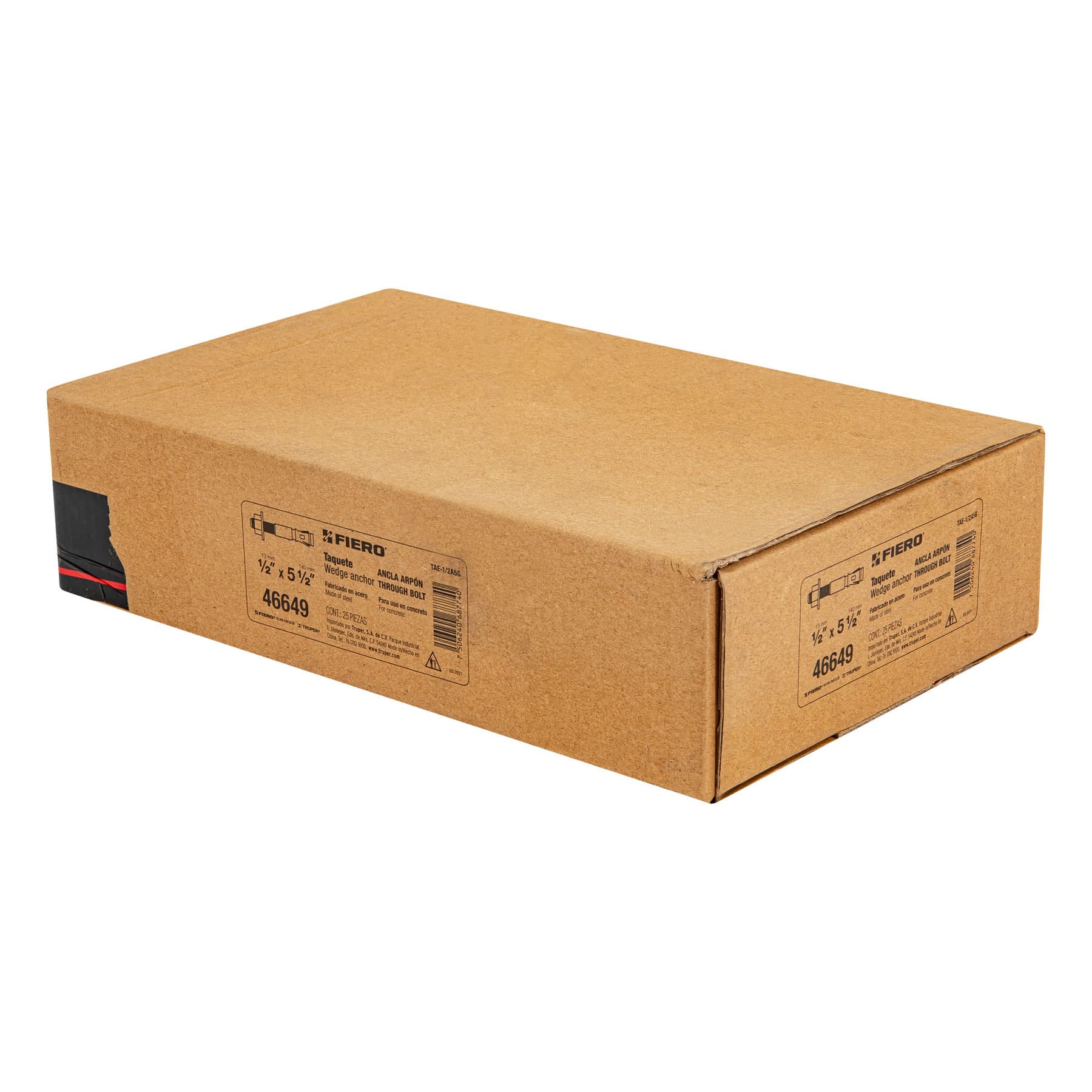 Caja con 25 taquetes arpón de 1/2" x 5-1/2", FIERO