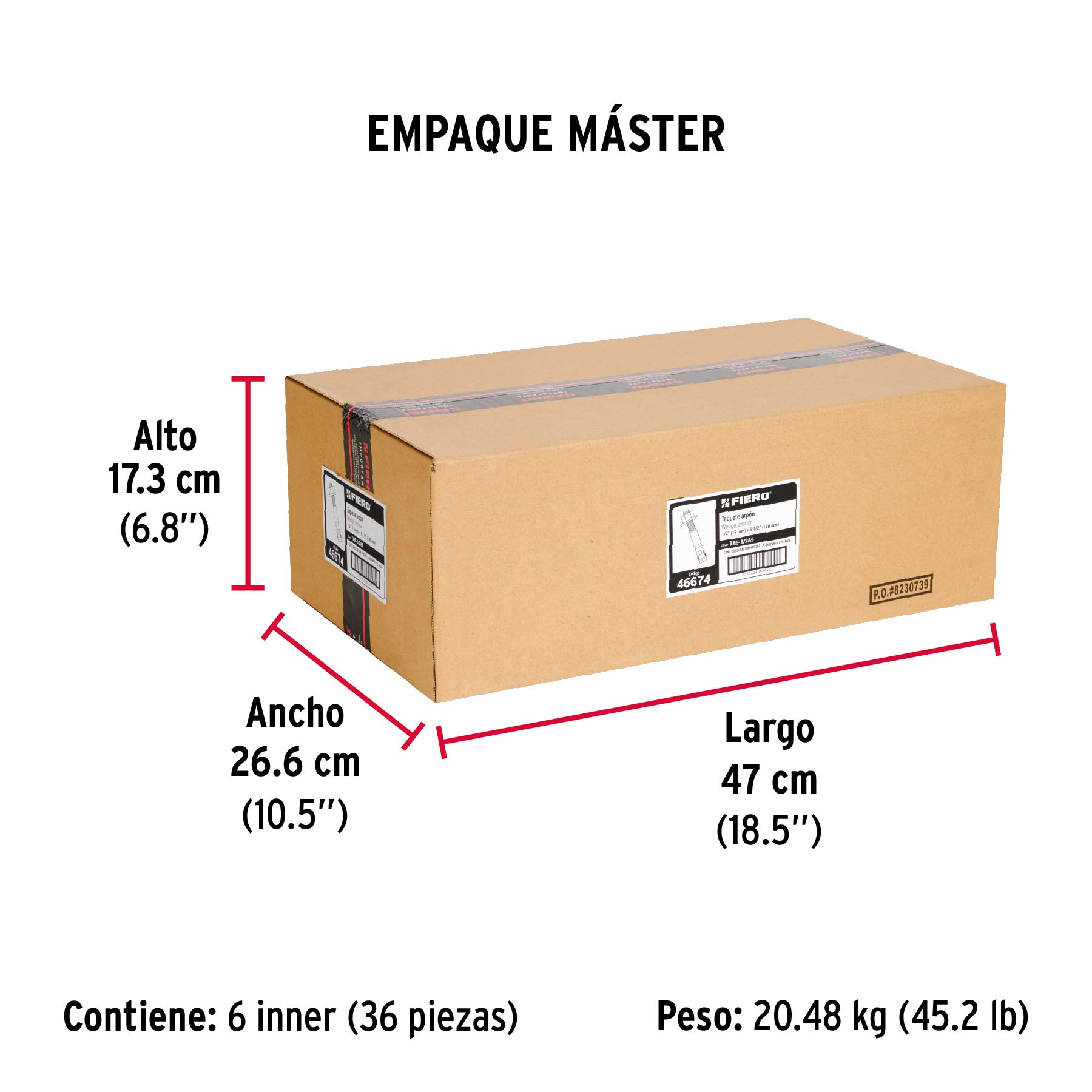 Bolsa con 4 taquetes arpón 1/2" x 5-1/2", FIERO - Empaque