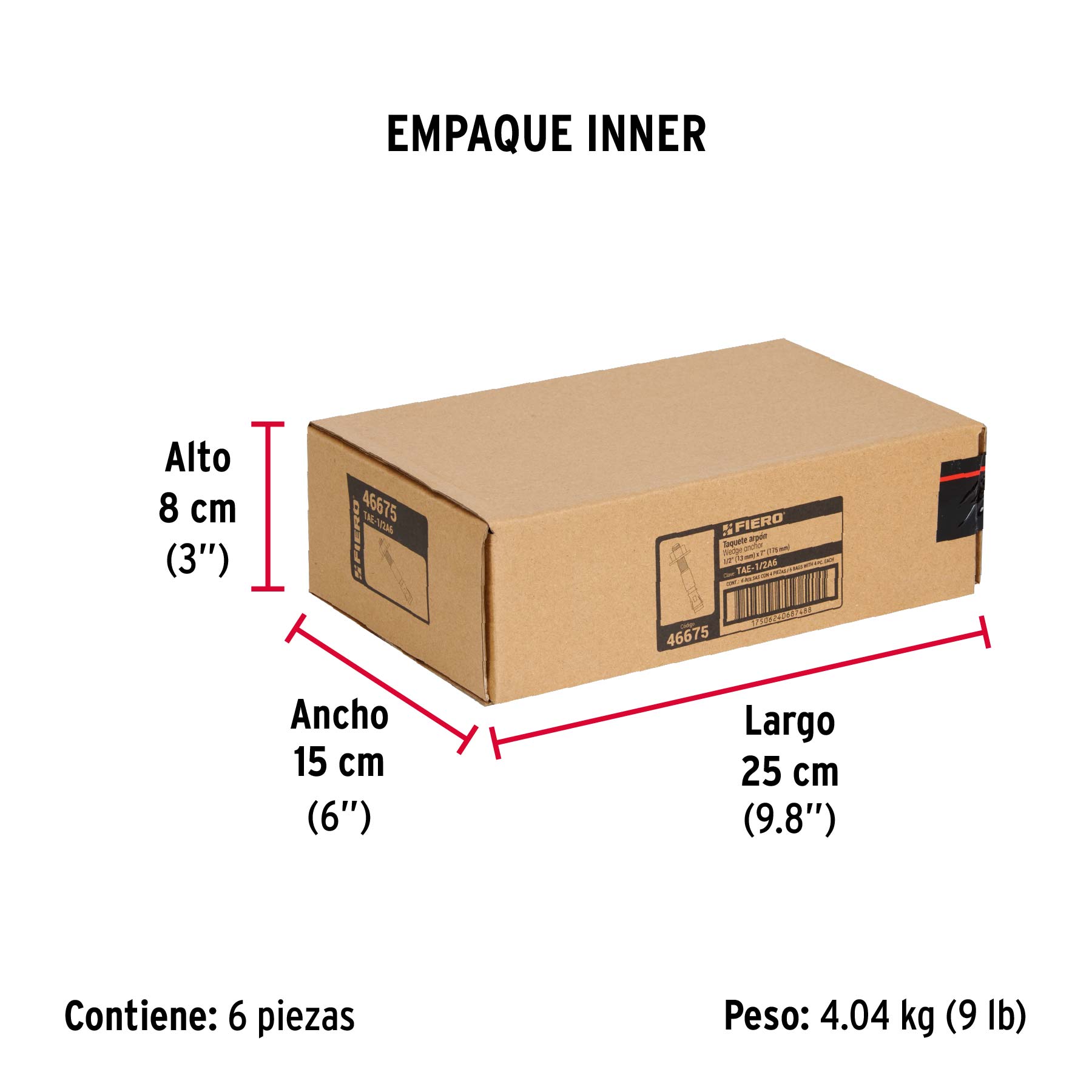 Bolsa con 4 taquetes arpón 1/2" x 7", FIERO - Empaque
