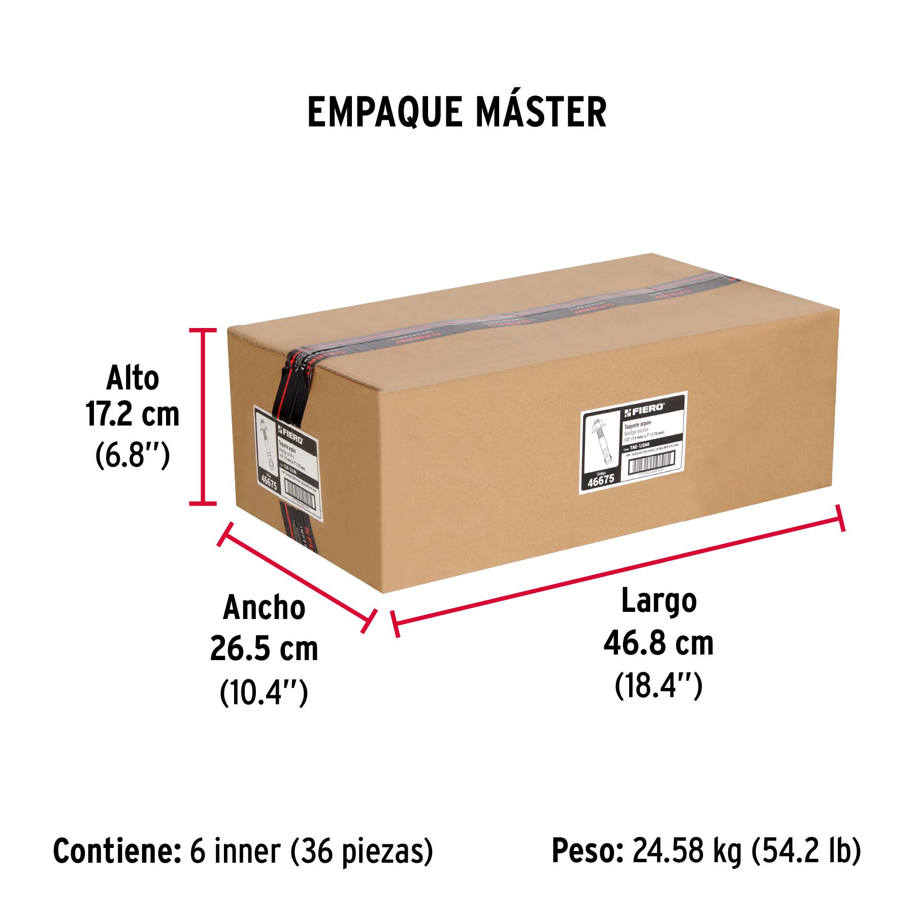 Bolsa con 4 taquetes arpón 1/2" x 7", FIERO - Empaque