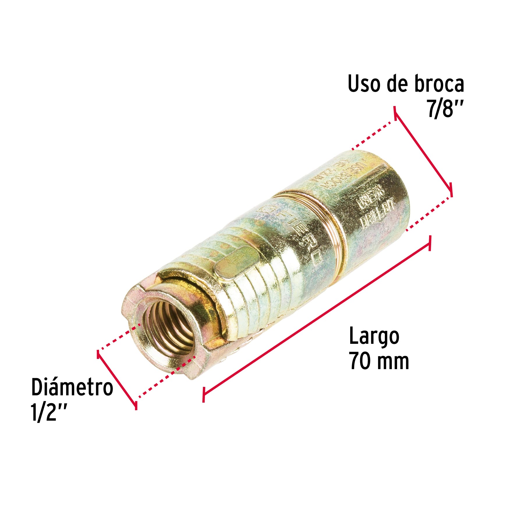 Caja con 25 taquetes expansivos de 1/2" sin tornillo, FIERO
