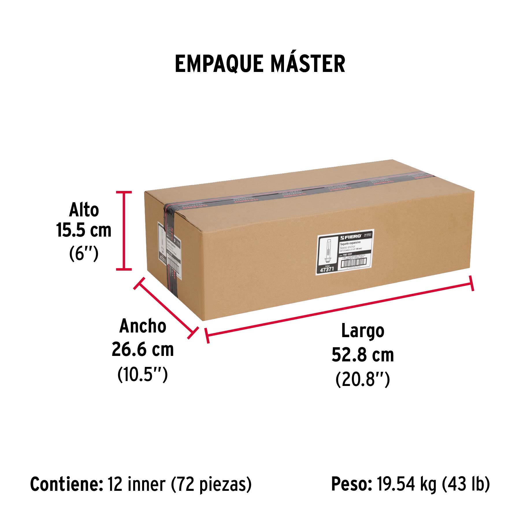 Bolsa con 2 taquetes expansivos de 1/2" con tornillo, FIERO - Empaque