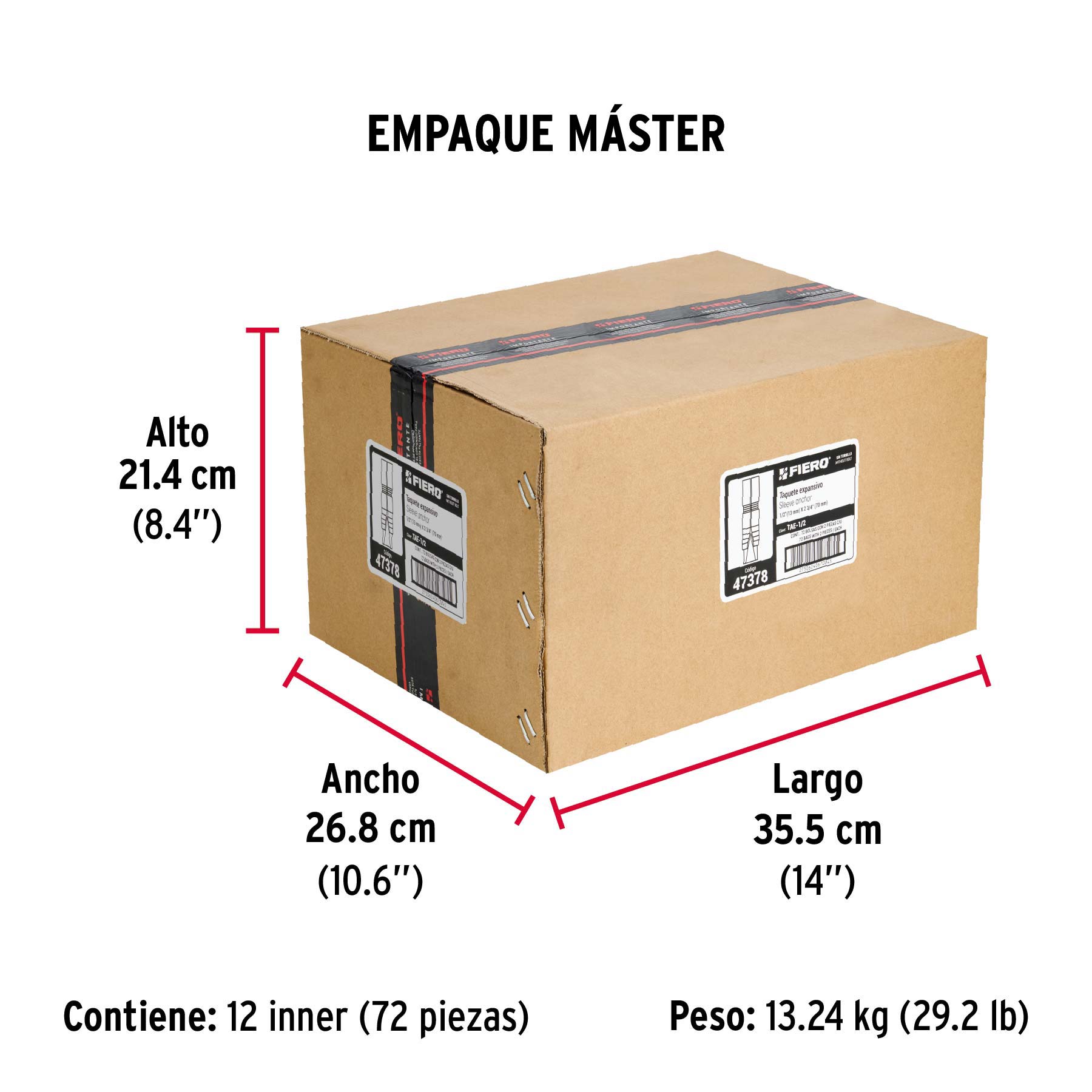 Bolsa con 2 taquetes expansivos de 1/2" sin tornillo, FIERO - Empaque
