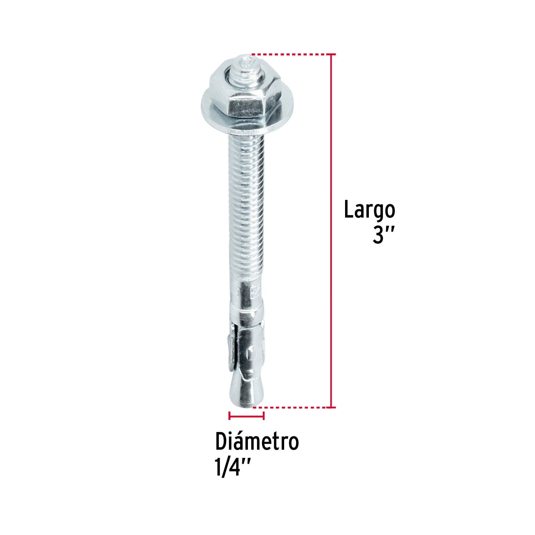 Caja con 100 taquetes arpón de 1/4" x 3", FIERO