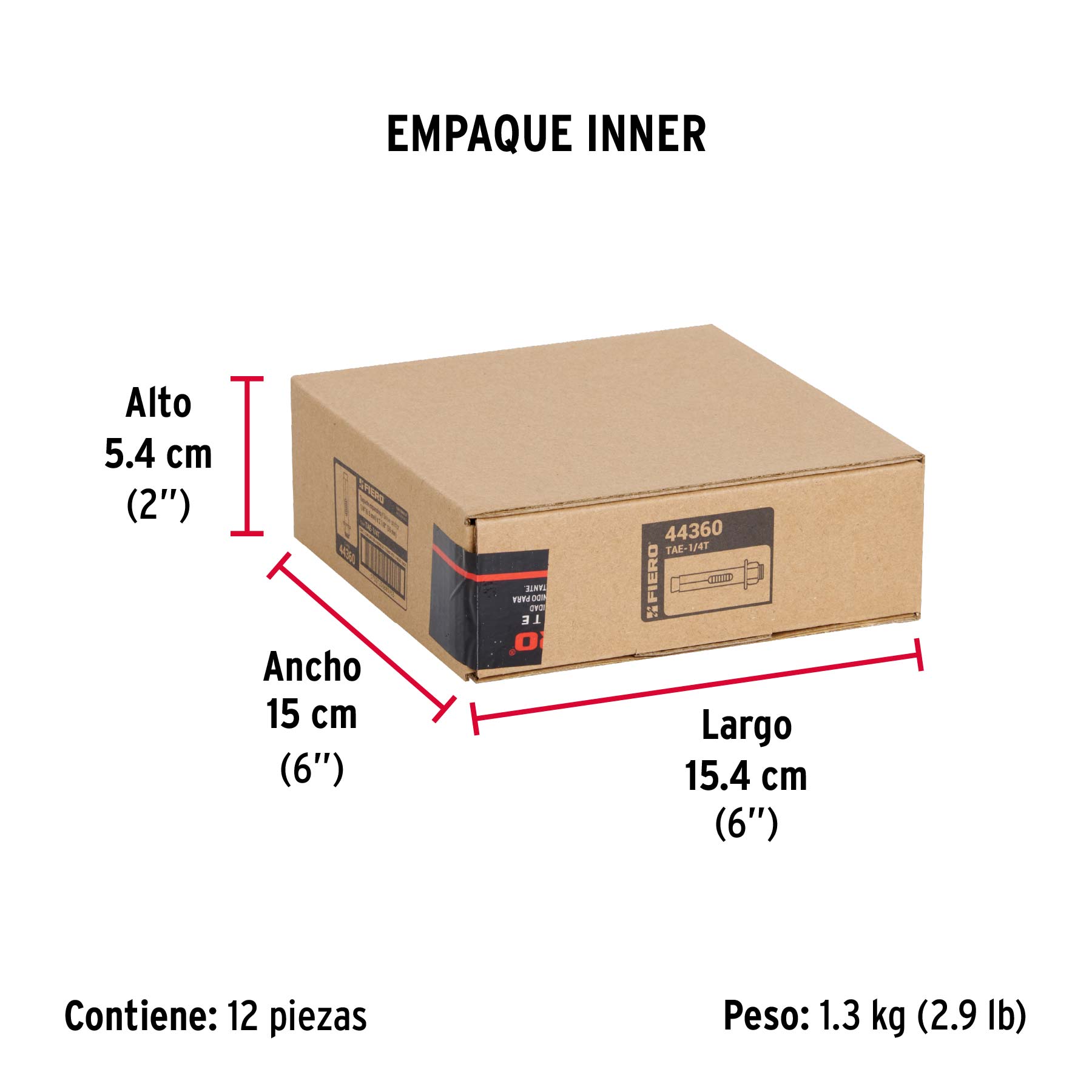 Bolsa con 4 taquetes expansivos de 1/4" con tornillo, FIERO - Empaque