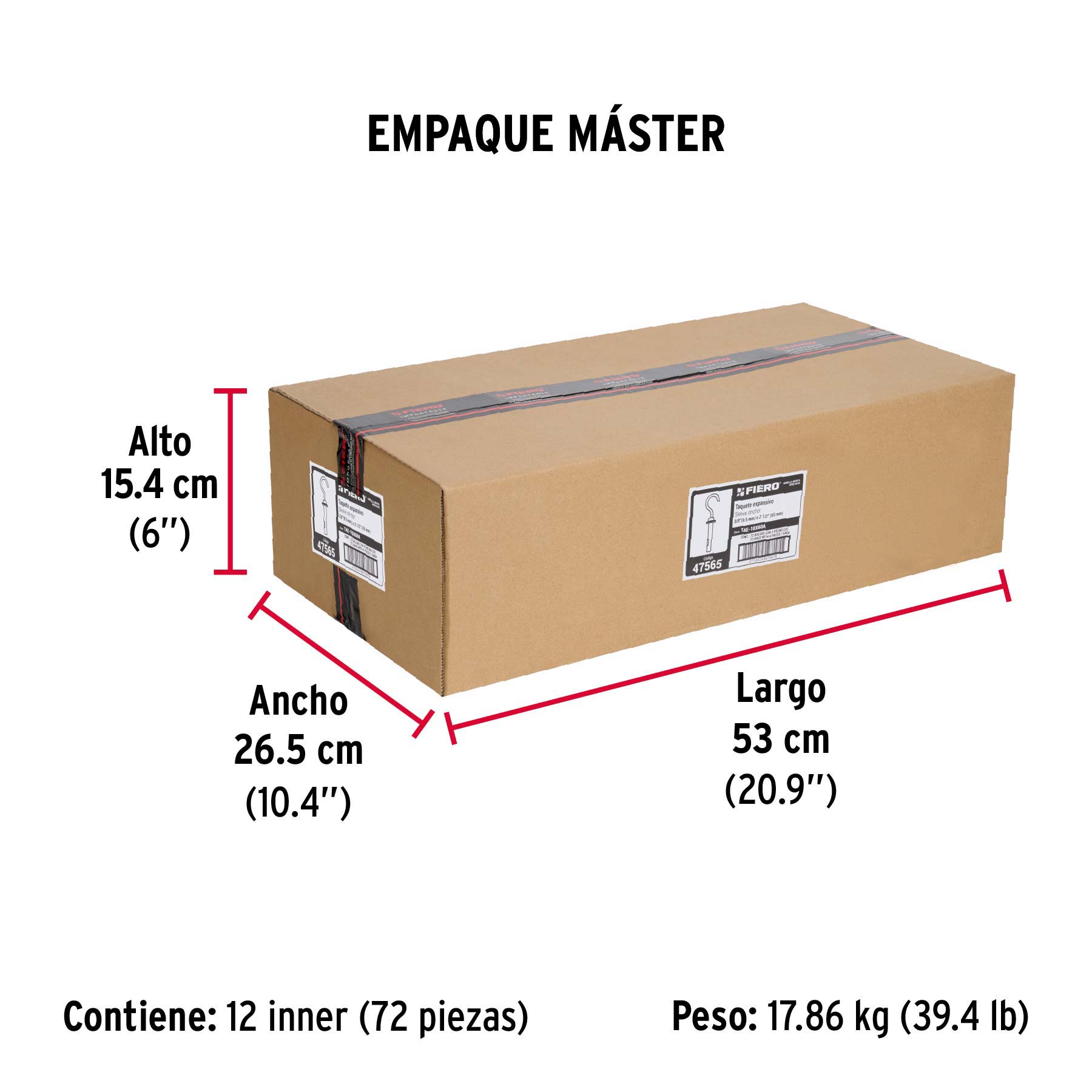 Bolsa con 4 taquetes expansivos 10x65 mm con armella abierta - Empaque