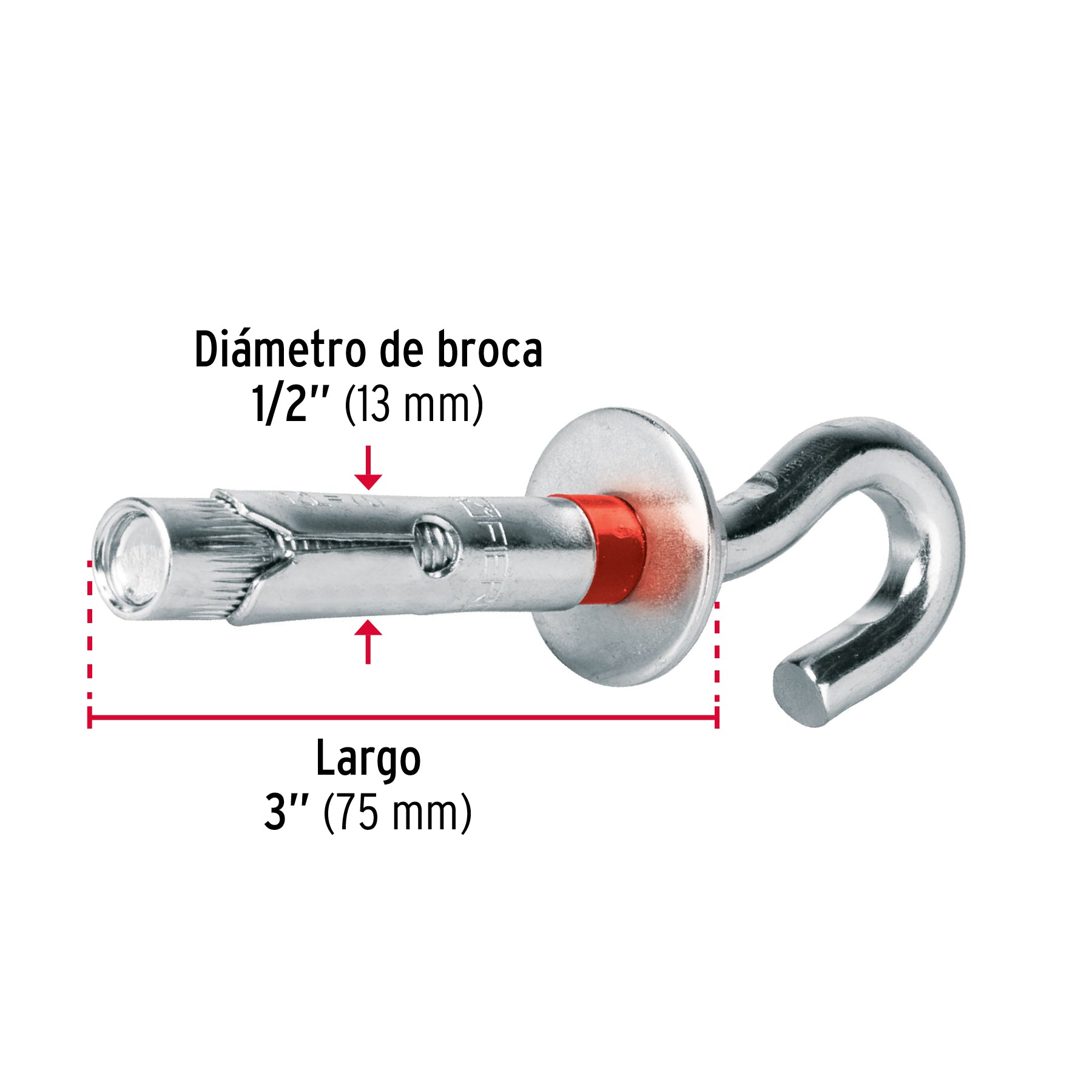 Caja con 25 taquetes expansivos 12x75 mm con armella abierta