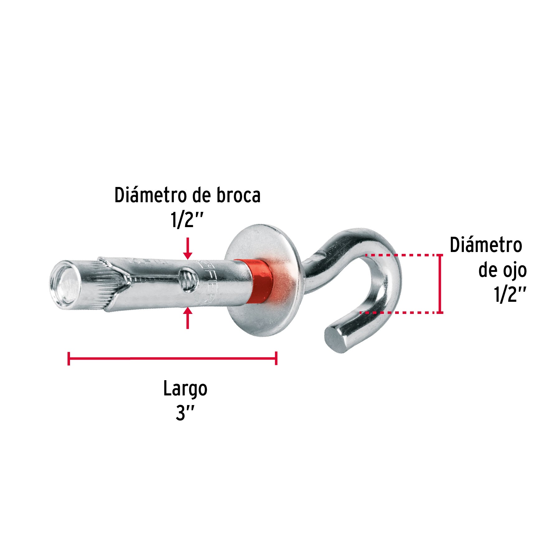 Bolsa con 2 taquetes expansivos 12x75 mm con armella abierta