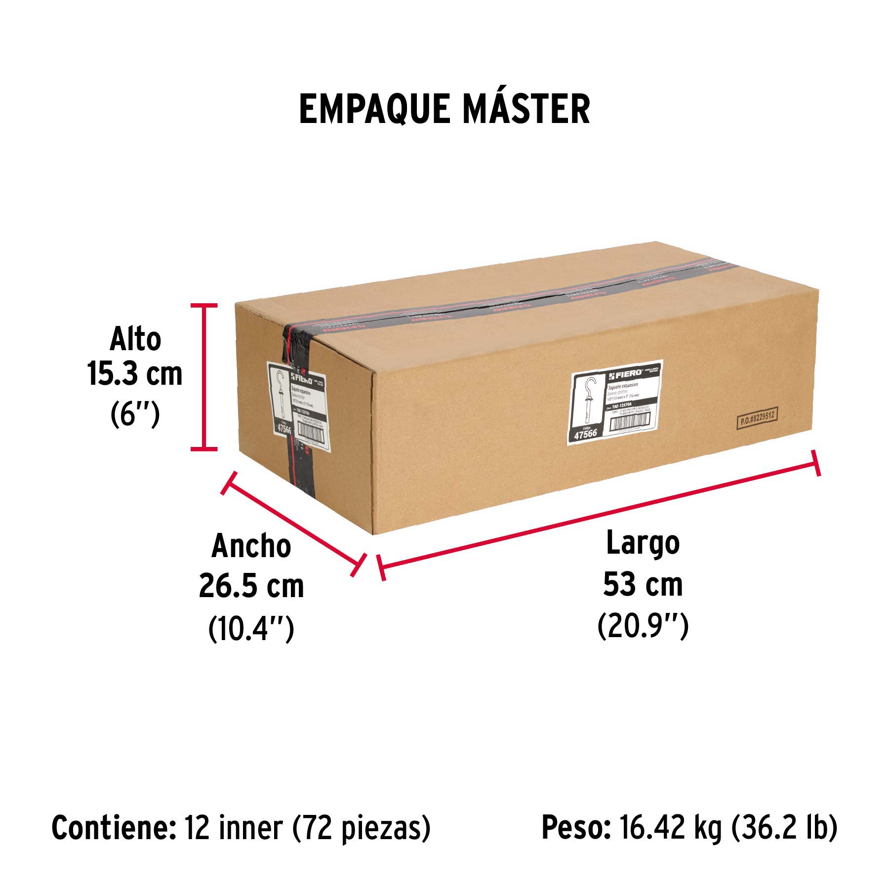 Bolsa con 2 taquetes expansivos 12x75 mm con armella abierta - Empaque