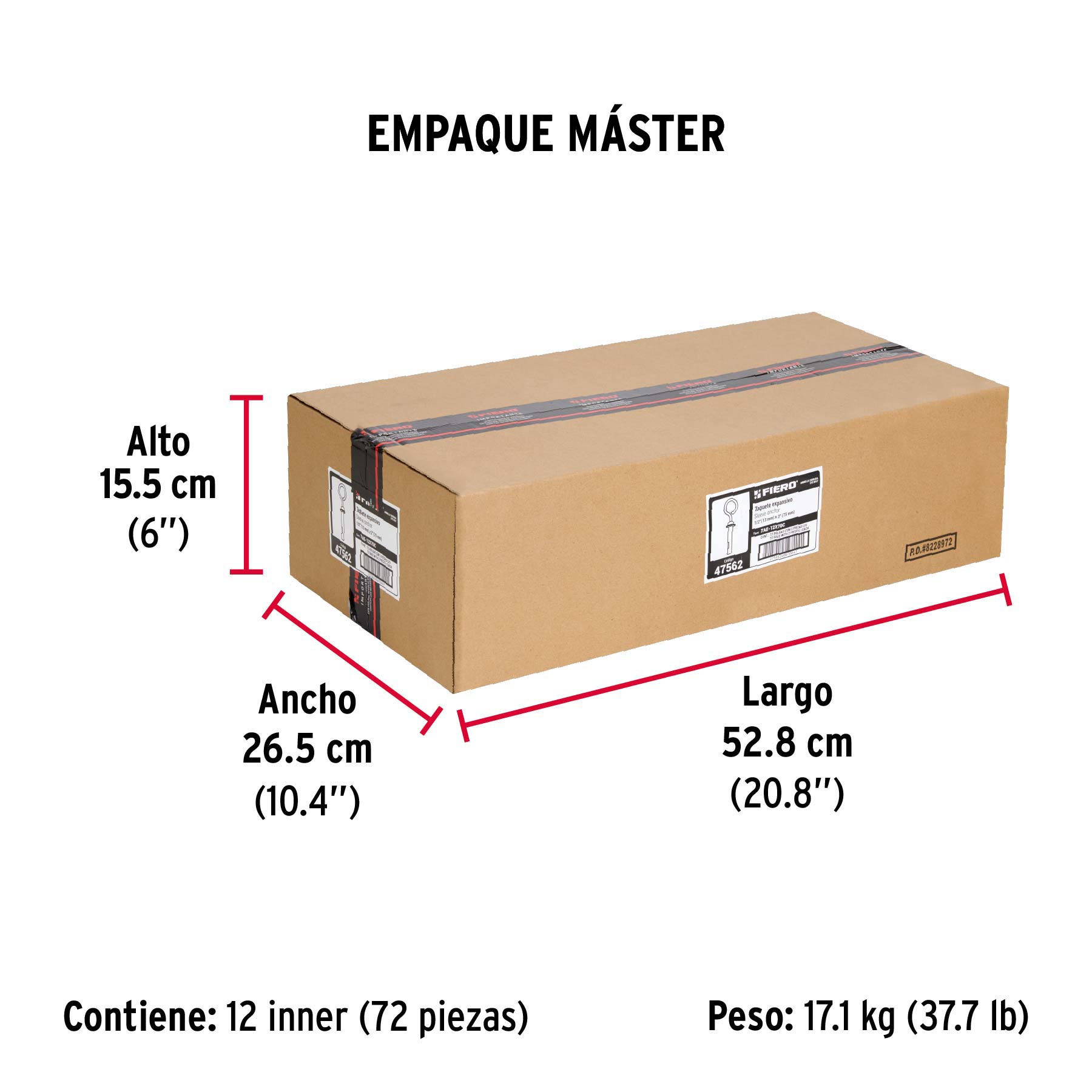 Bolsa con 2 taquetes expansivos 12x75 mm con armella cerrada - Empaque