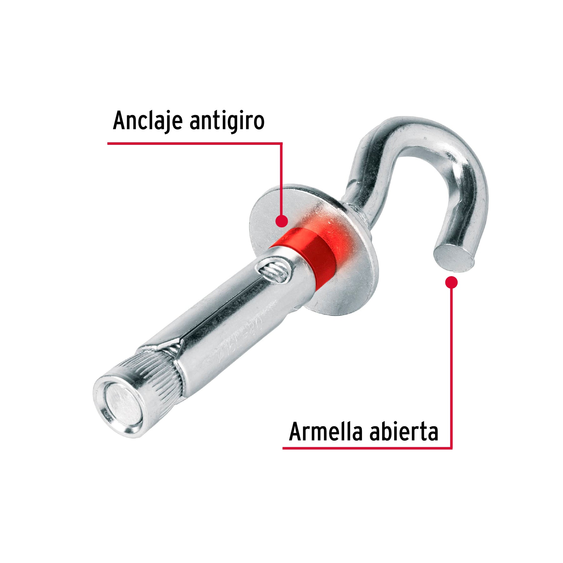 Bolsa con 2 taquetes expansivos 16x90 mm con armella abierta