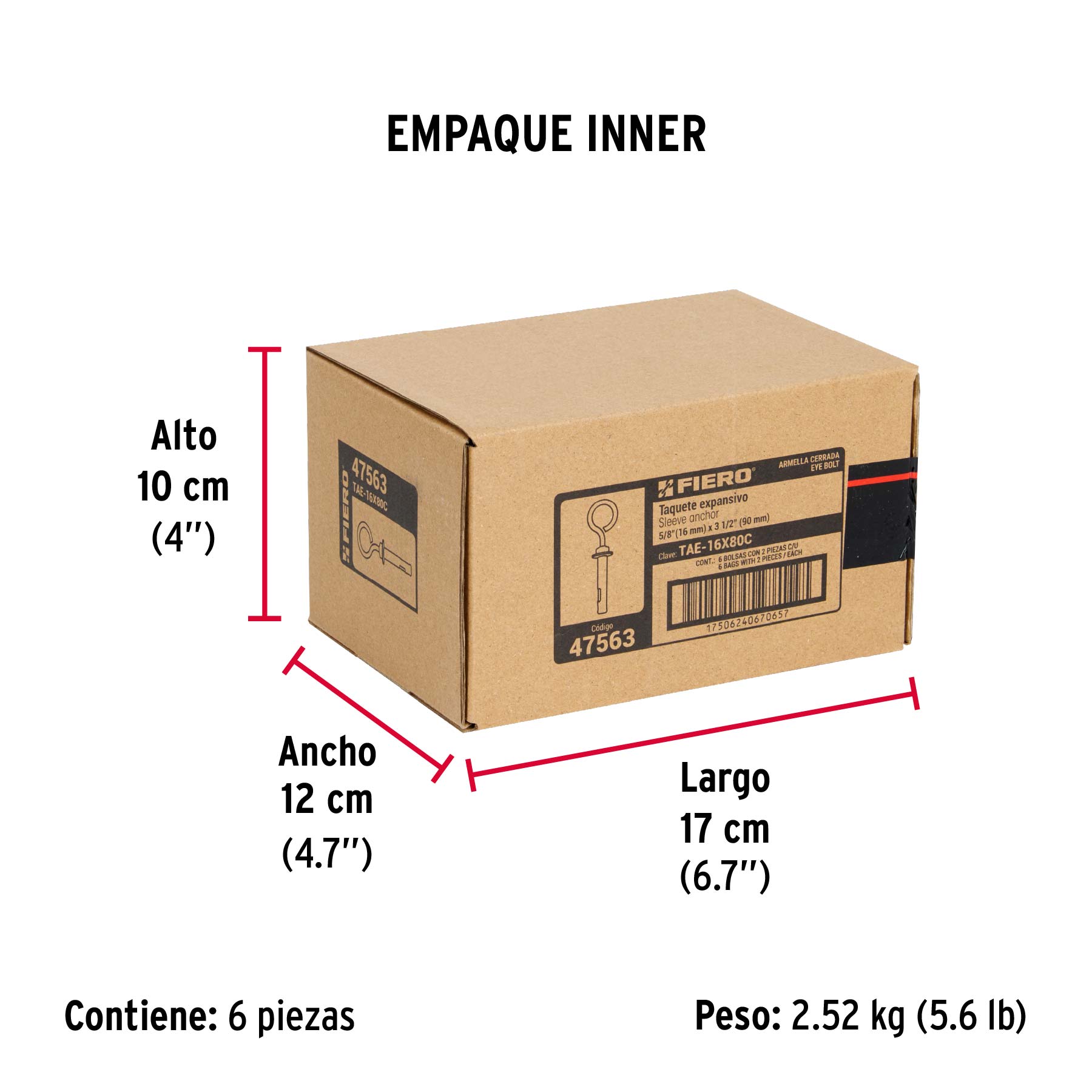 Bolsa con 2 taquetes expansivos 16x90 mm con armella cerrada - Empaque