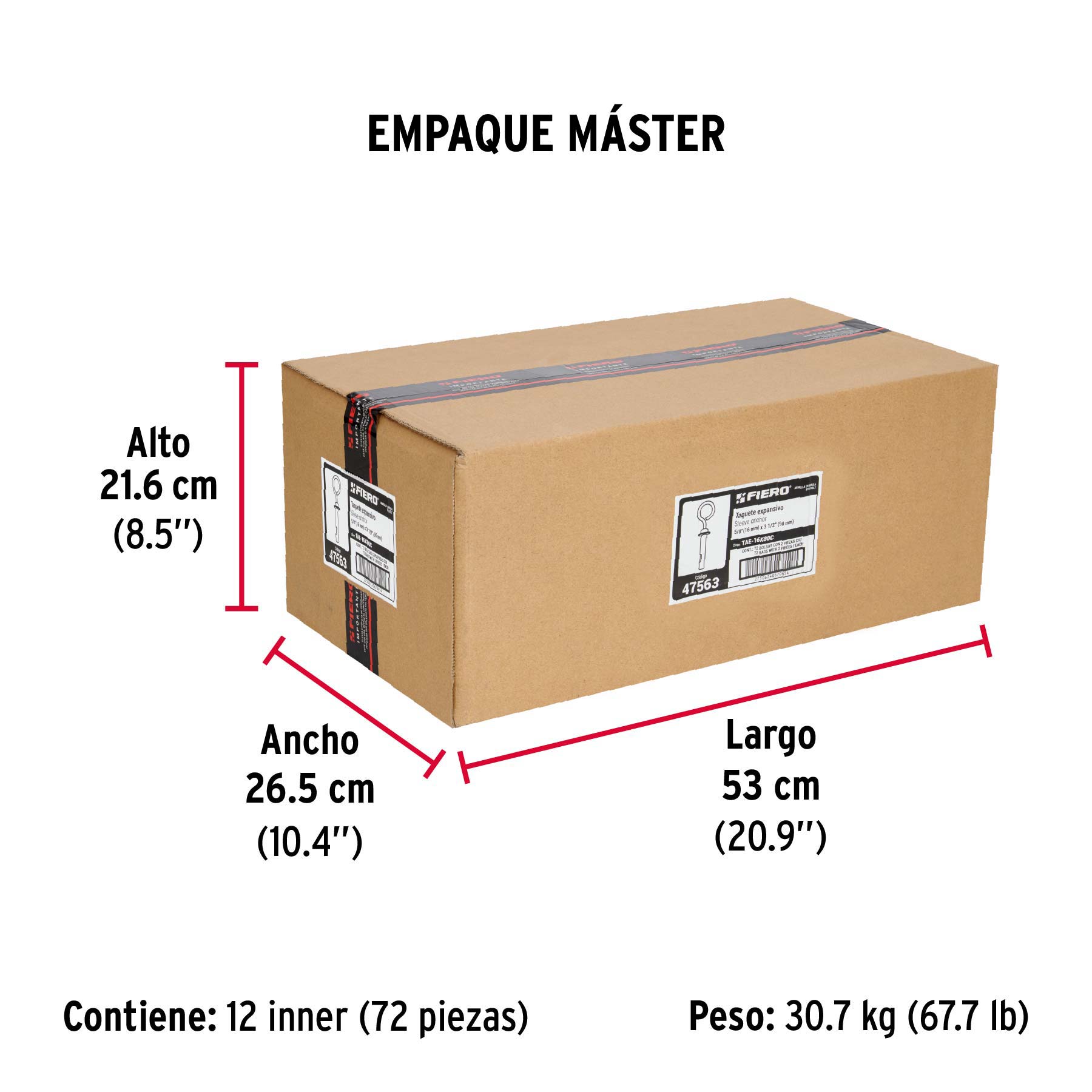 Bolsa con 2 taquetes expansivos 16x90 mm con armella cerrada - Empaque