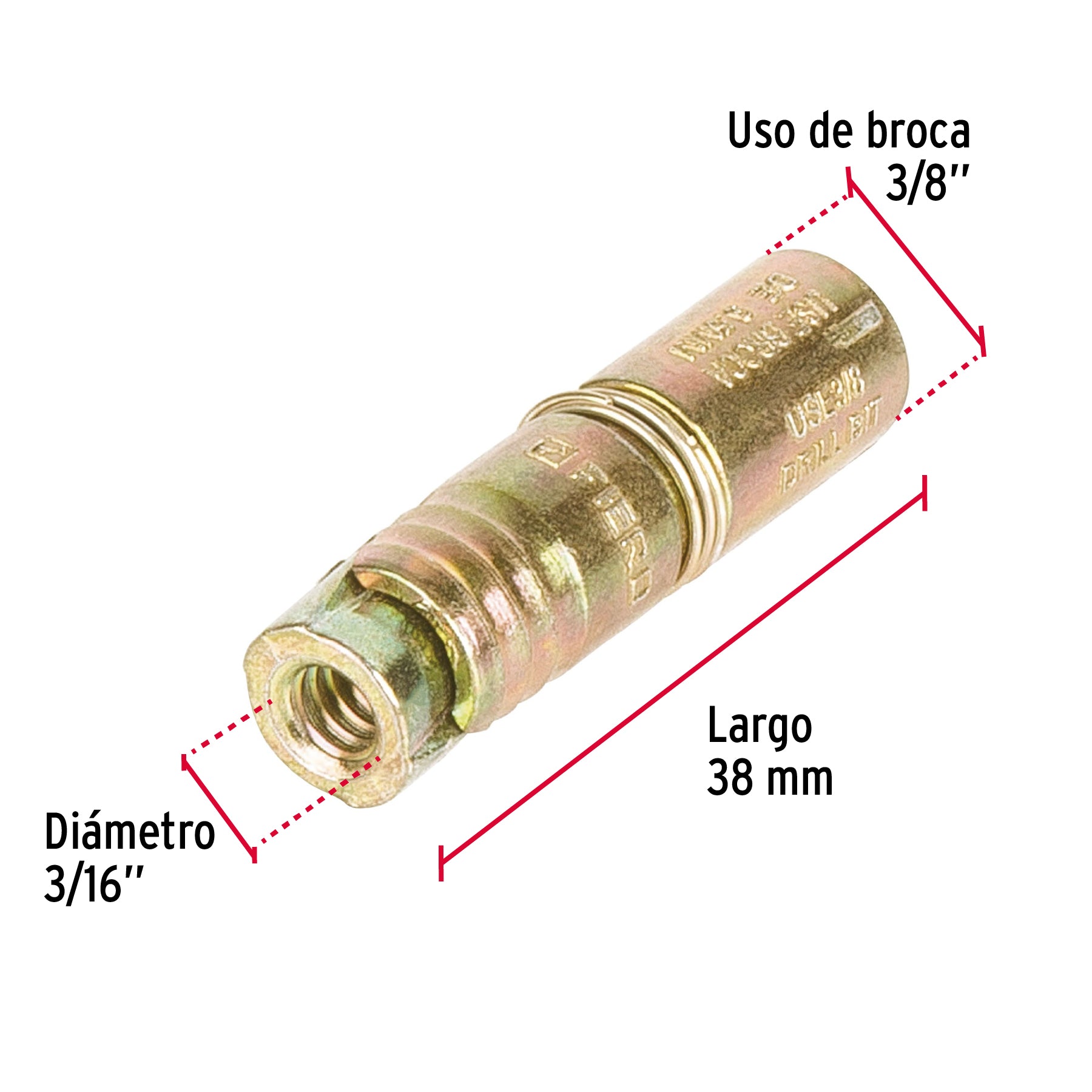 Bolsa con 4 taquetes expansivos de 3/16" sin tornillo, FIERO