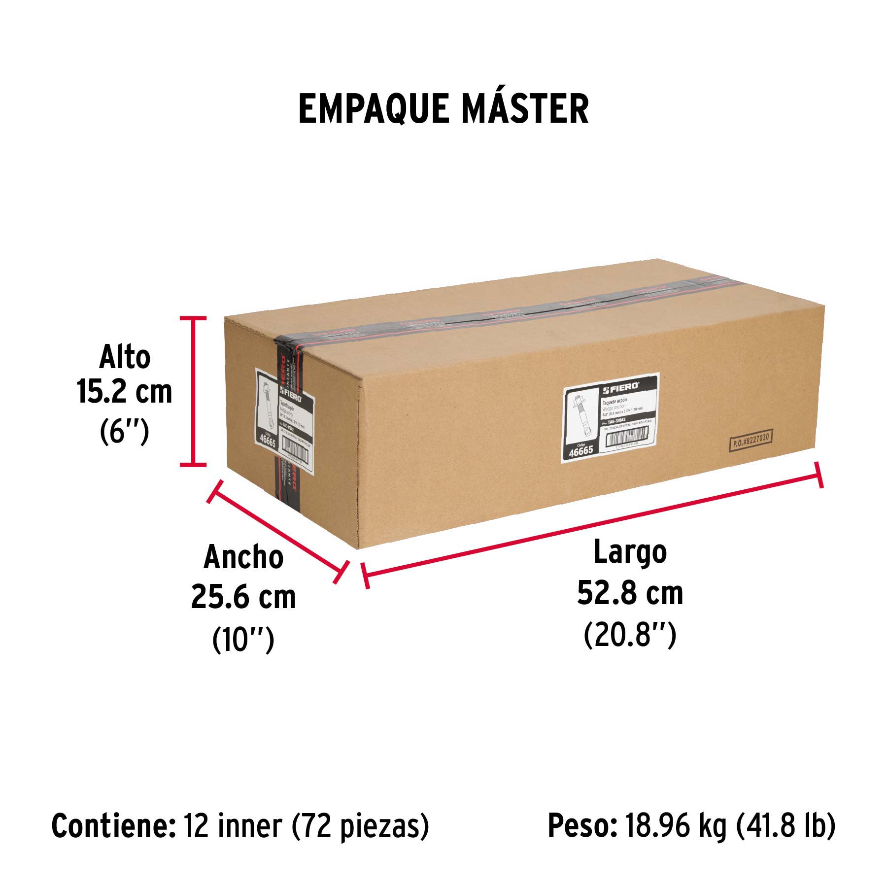 Bolsa con 6 taquetes arpón 3/8" x 2-3/4", FIERO - Empaque