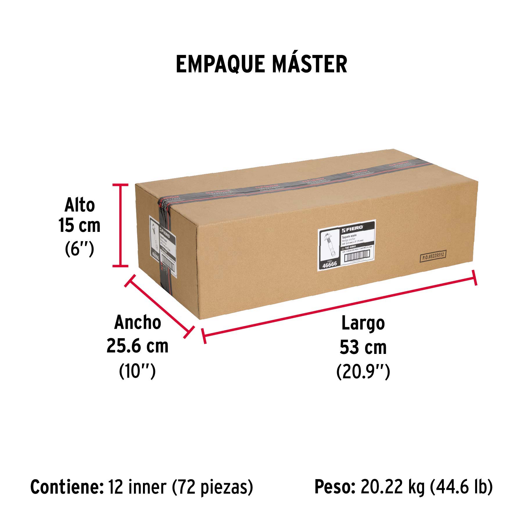 Bolsa con 6 taquetes arpón 3/8" x 3", FIERO - Empaque