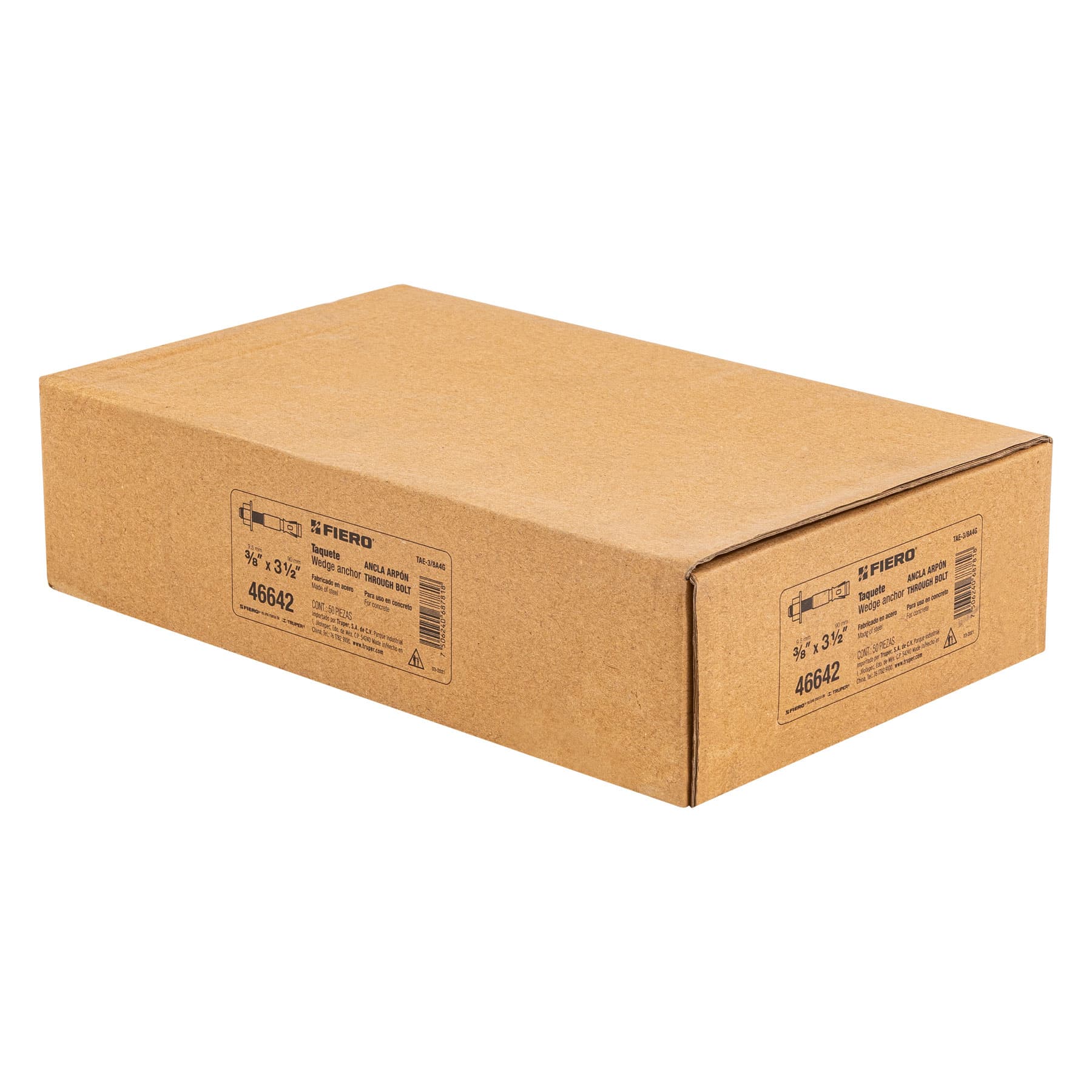 Caja con 50 taquetes arpón de 3/8" x 3-1/2", FIERO