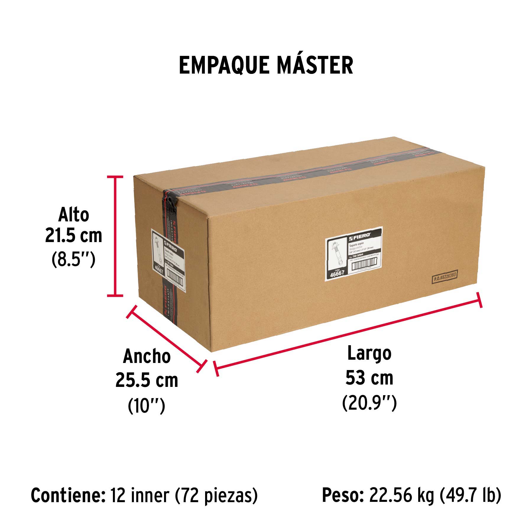 Bolsa con 6 taquetes arpón 3/8" x 3-1/2", FIERO - Empaque