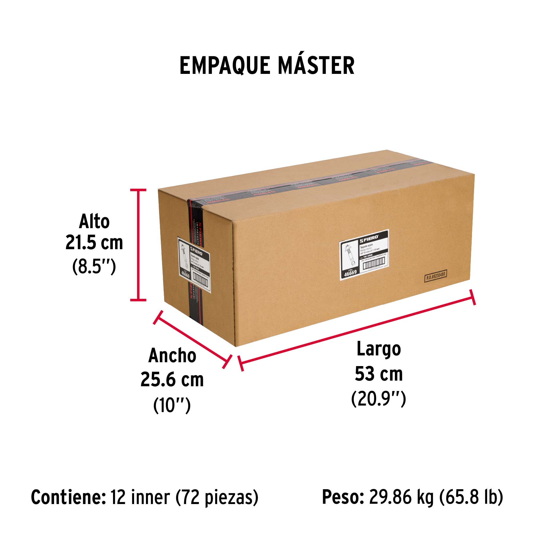 Bolsa con 6 taquetes arpón 3/8" x 5", FIERO - Empaque