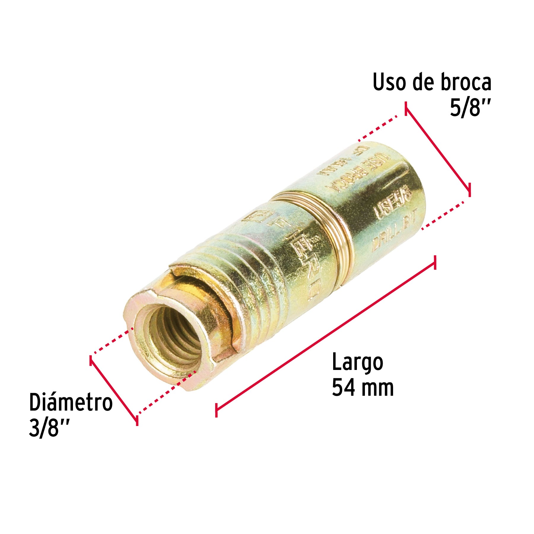 Bolsa con 4 taquetes expansivos de 3/8" sin tornillo, FIERO