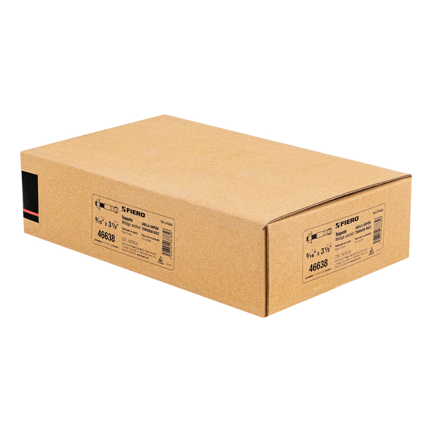 Caja con 100 taquetes arpón de 5/16" x 3-1/2", FIERO