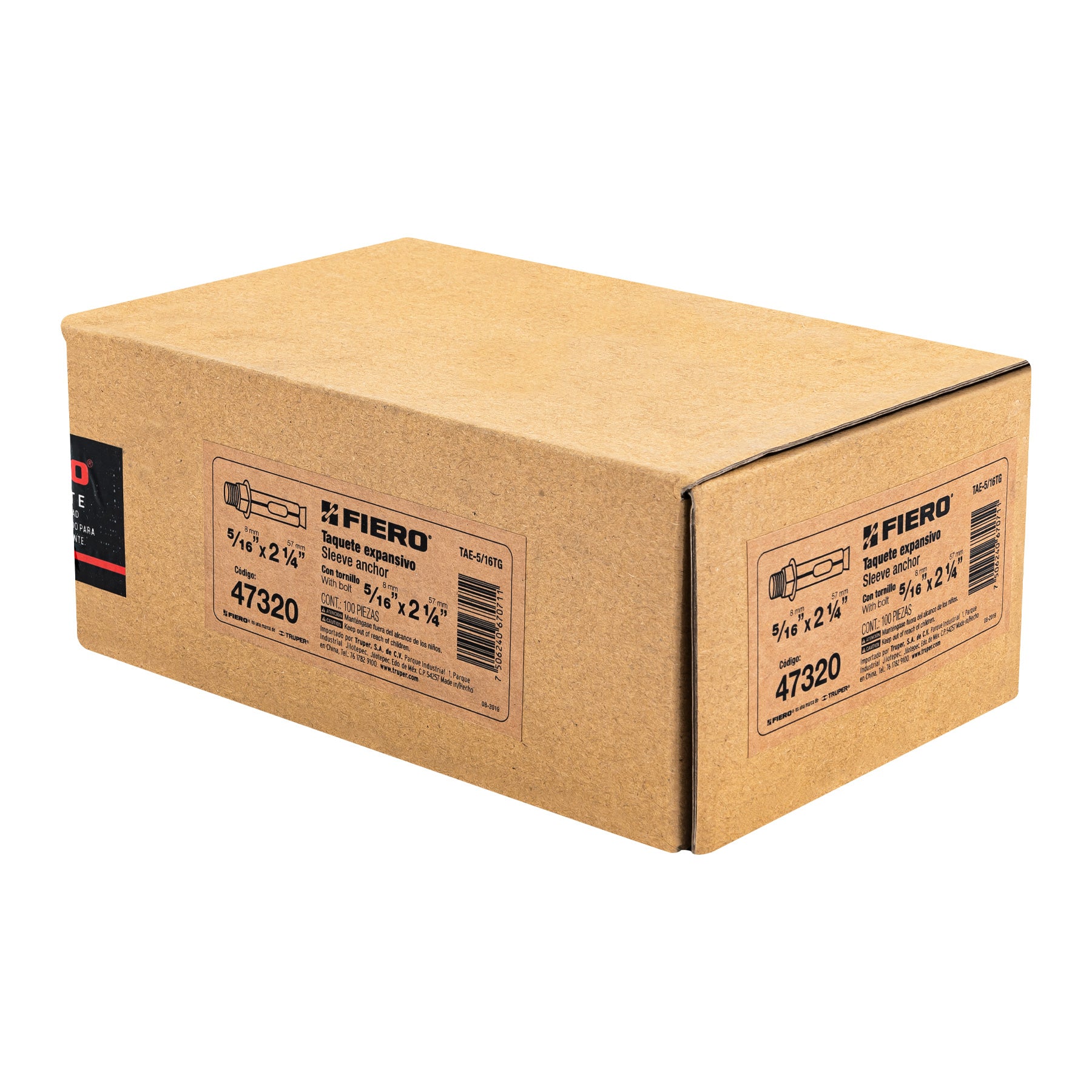Caja con 100 taquetes expansivos de 5/16" con tornillo FIERO