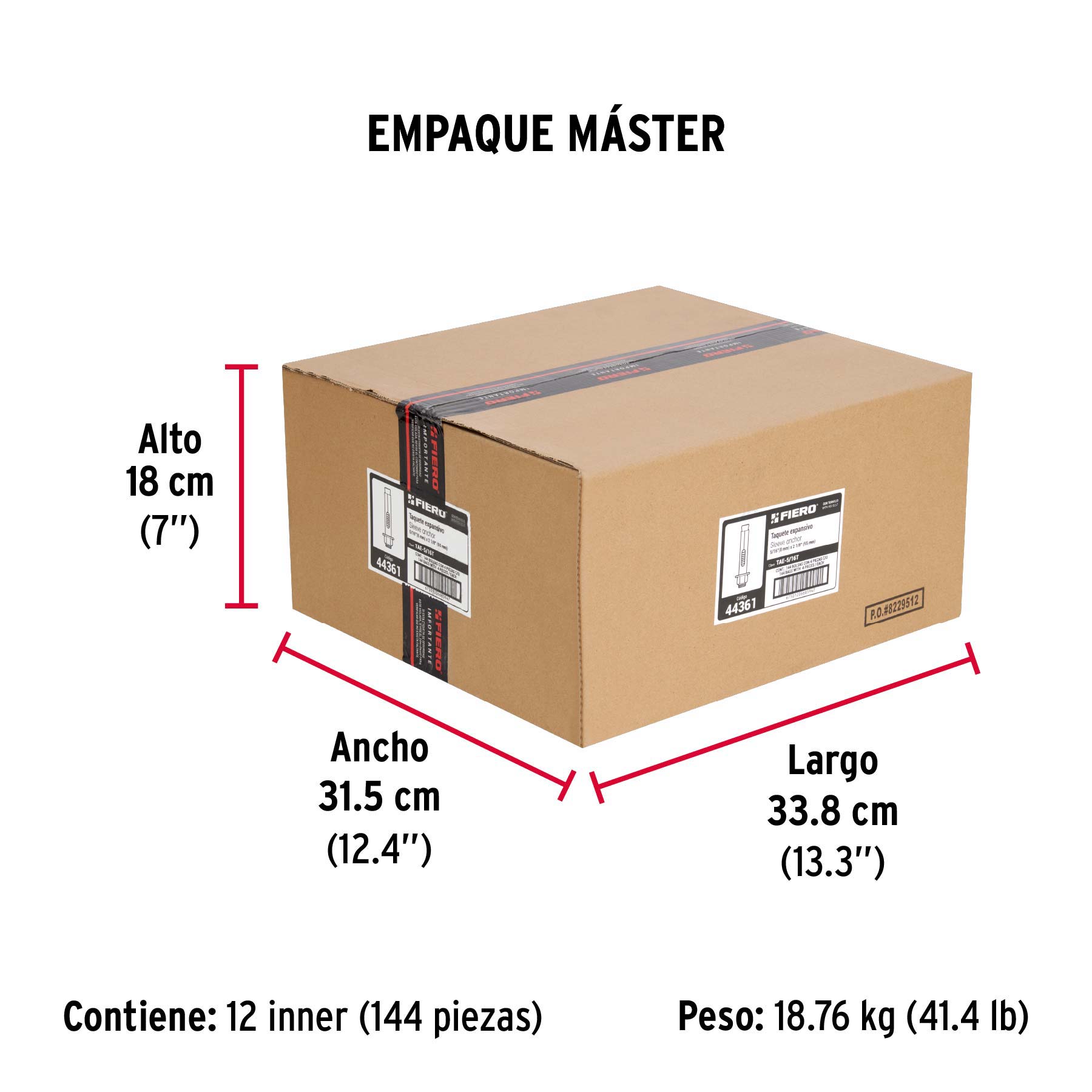 Bolsa con 4 taquetes expansivos de 5/16" con tornillo, FIERO - Empaque