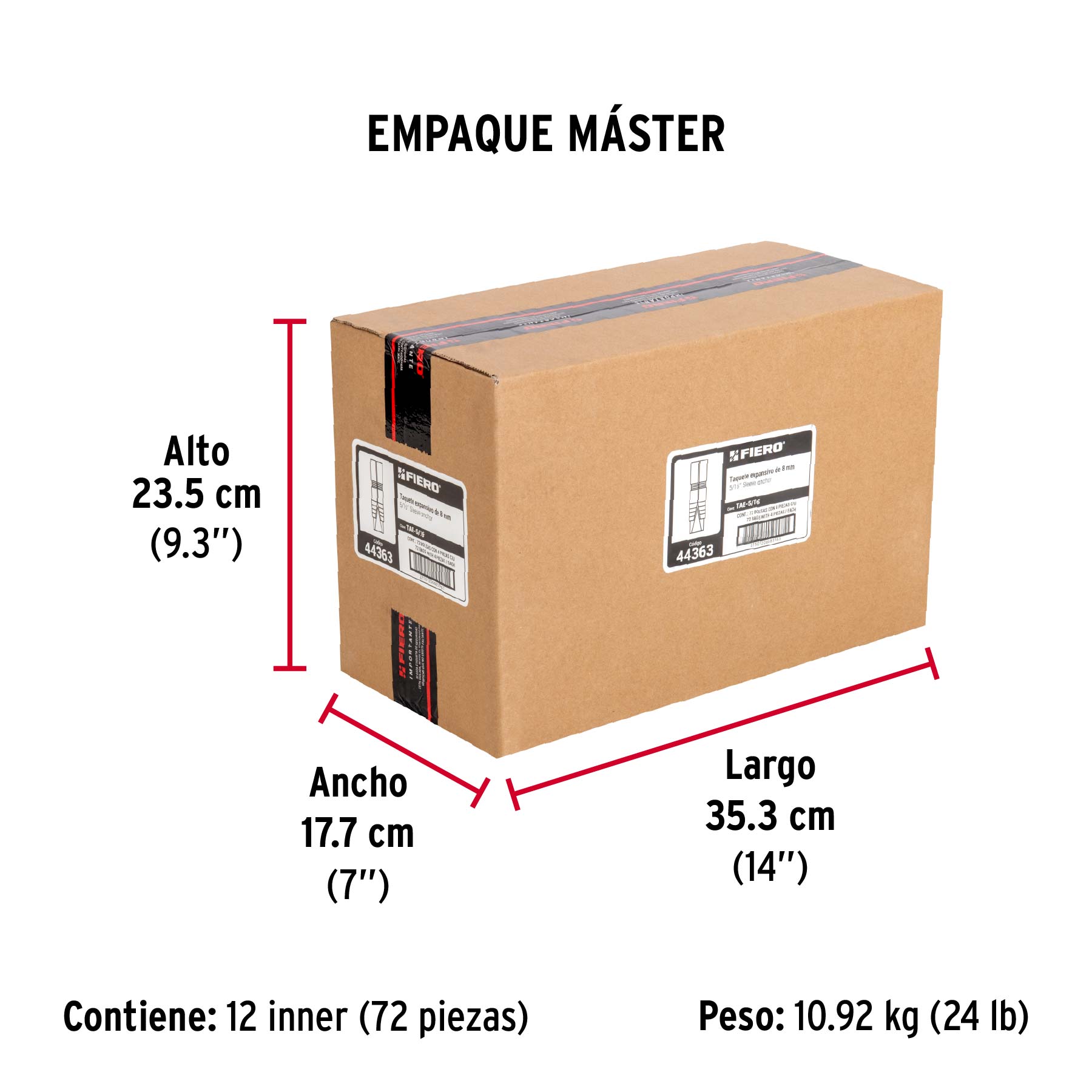 Bolsa con 4 taquetes expansivos de 5/16" sin tornillo, FIERO - Empaque