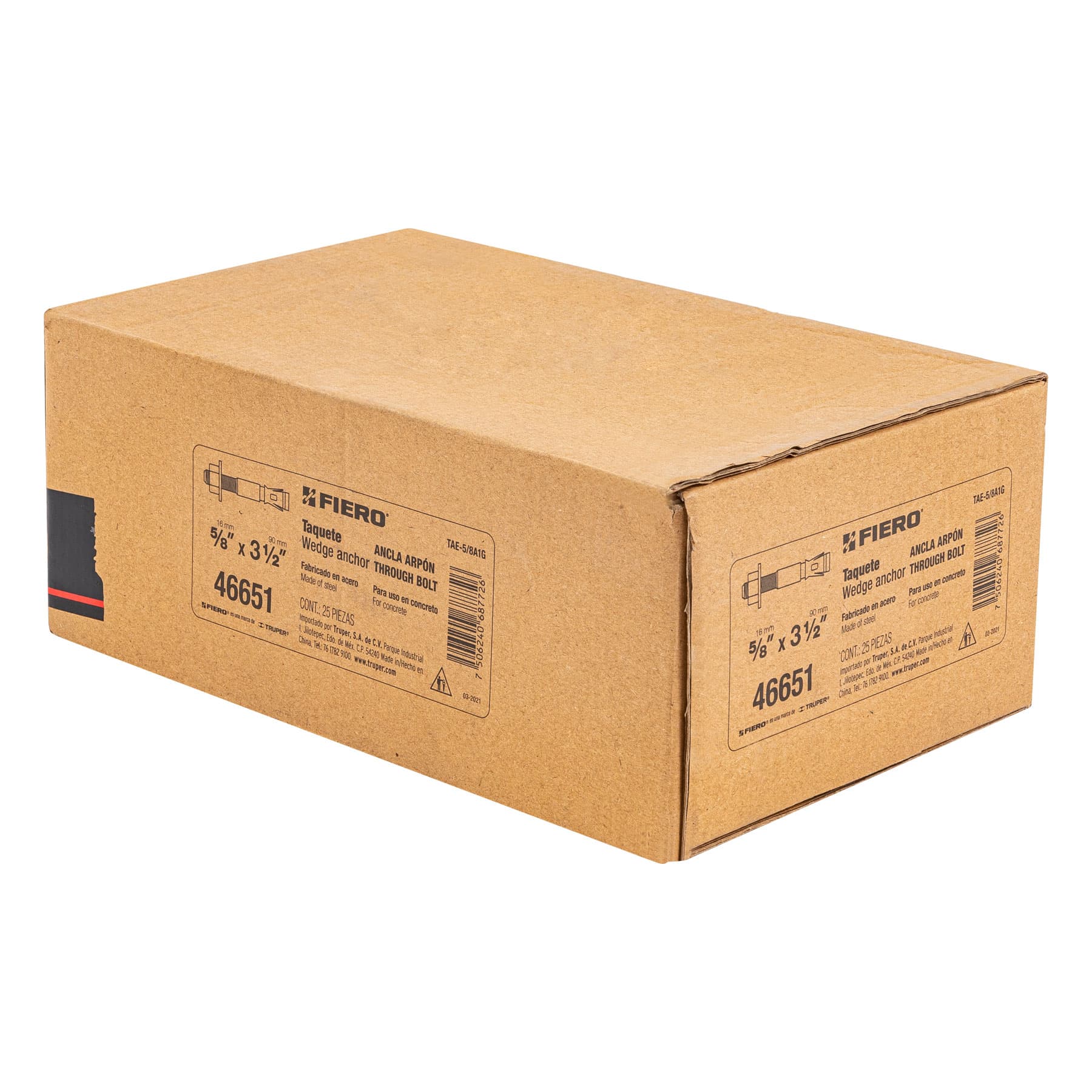 Caja con 25 taquetes arpón de 5/8" x 3-1/2", FIERO