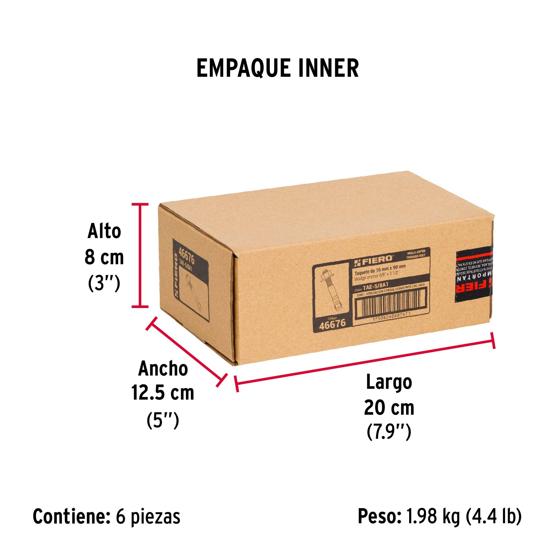Bolsa con 2 taquetes arpón 5/8" x 3-1/2", FIERO - Empaque