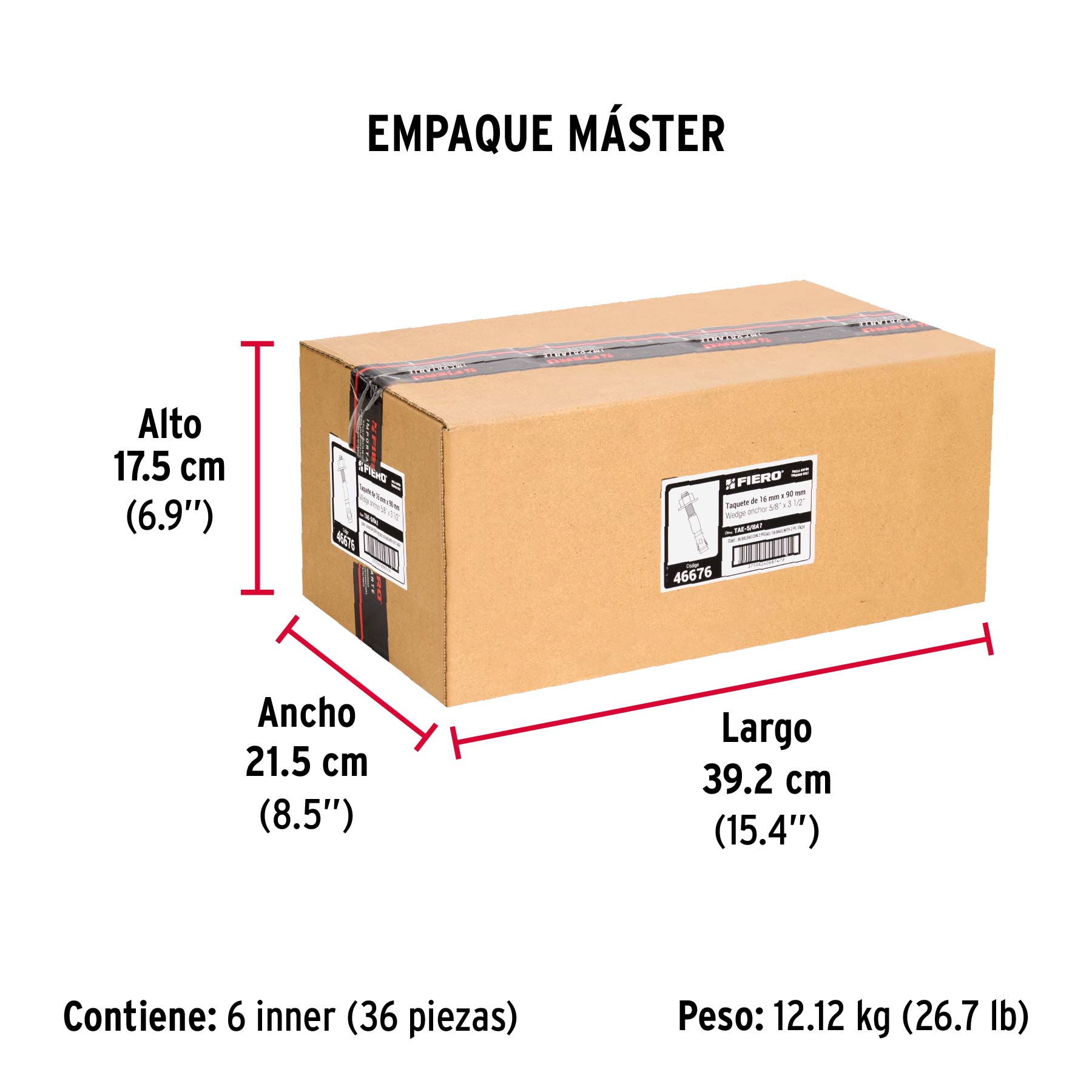 Bolsa con 2 taquetes arpón 5/8" x 3-1/2", FIERO - Empaque