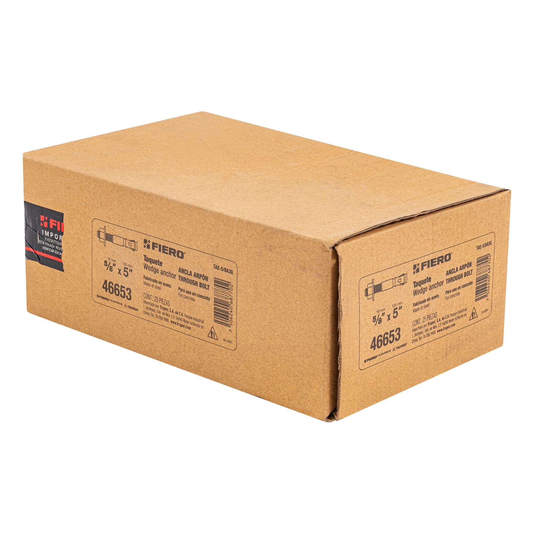 Caja con 25 taquetes arpón de 5/8" x 5", FIERO
